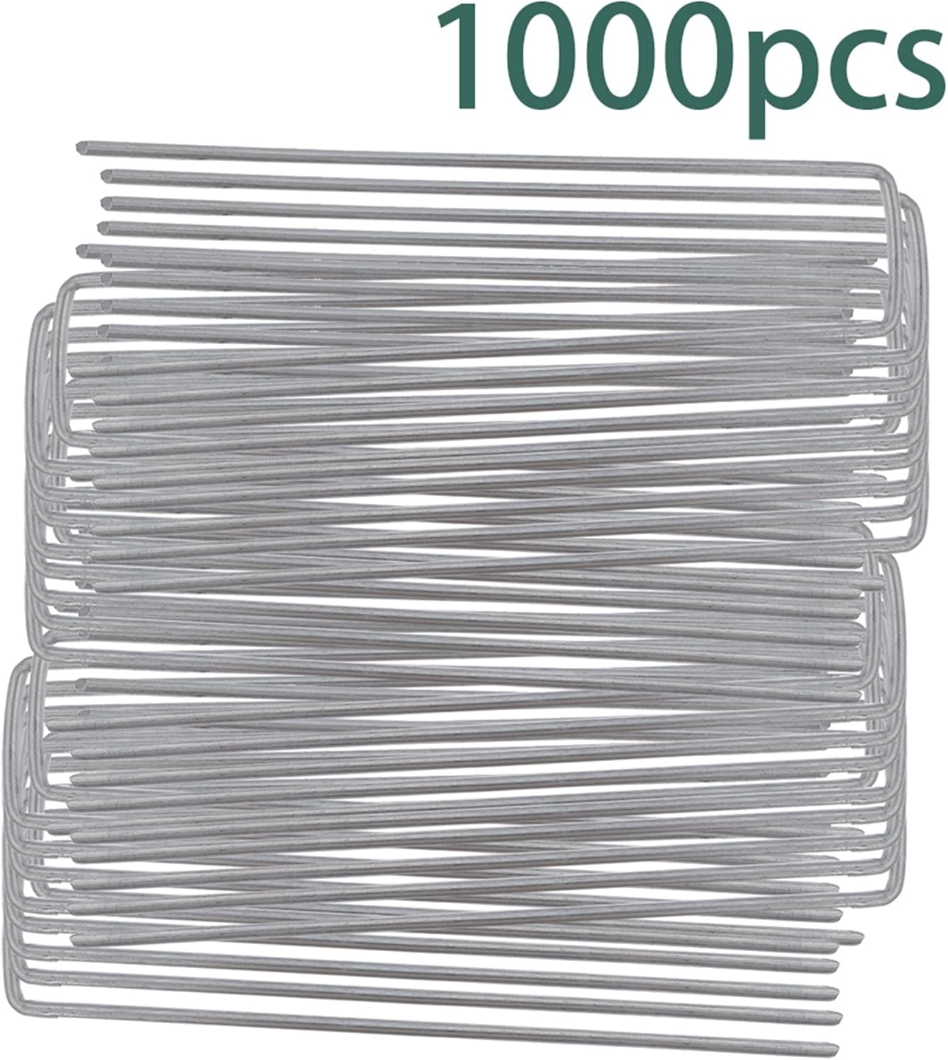 Galvanized Garden Staples Landscape Ground Nails Stakes Pins Spikes Pegs U-Shaped 6 11 Gauge Steel Fit for Securing Weed Barrier Fabric Landscape Ground Cover Lawn 1000pcs