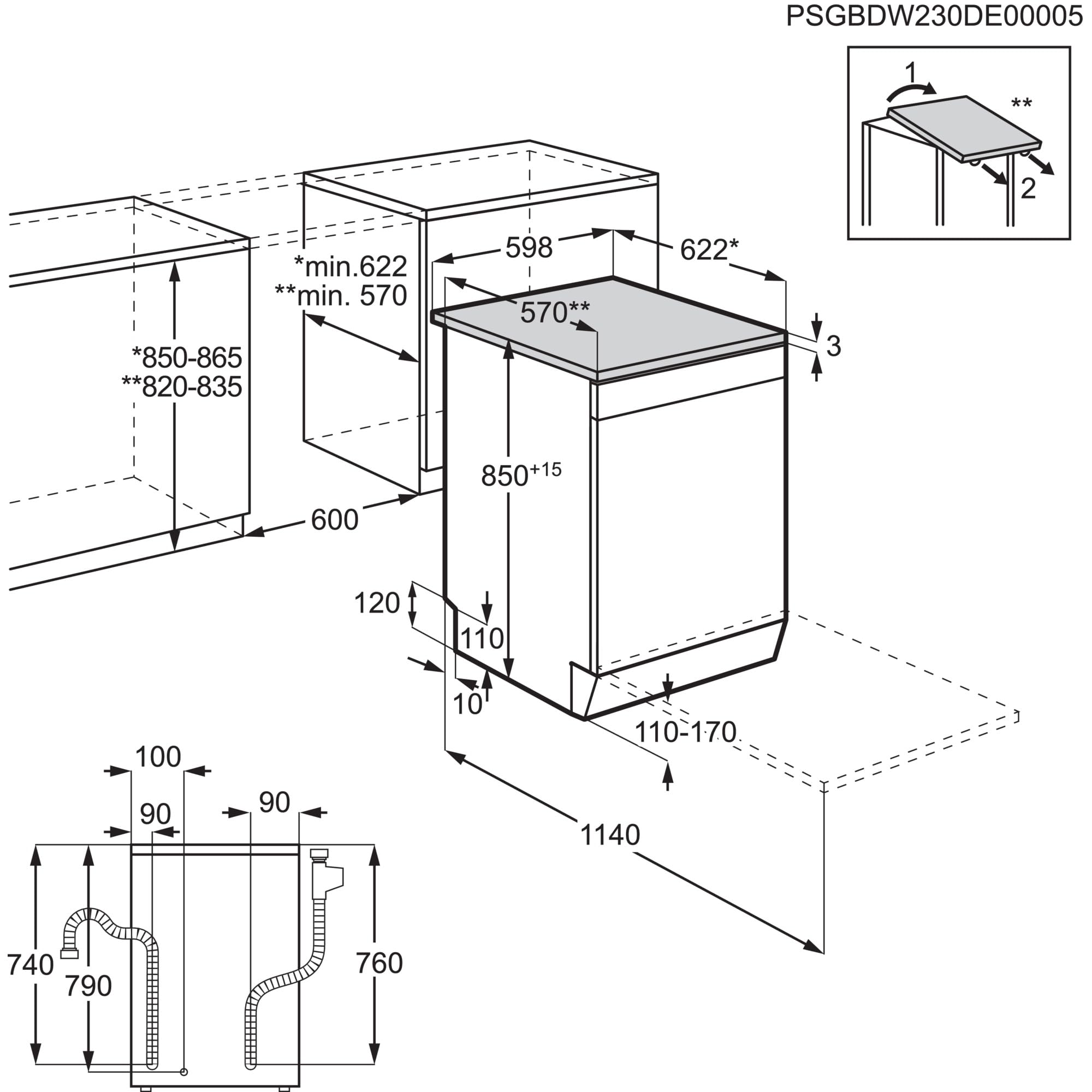 AEG FFB74917ZW Lavavajillas de 60 cm, 14 cubiertos, Sistema AirDry, Display XL, Con 3ª Bandeja para Cubiertos MaxiFlex, Función Extrahigiene, Softspikes, 44 dB(A), Blanco, Clase C