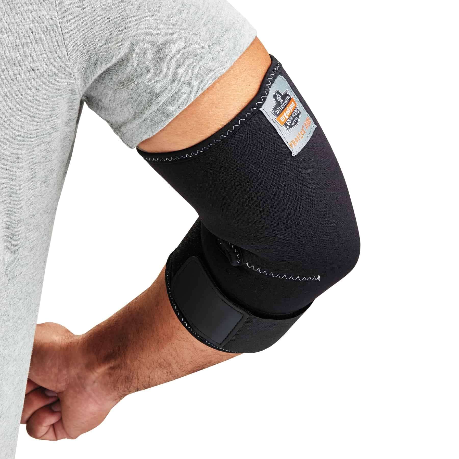 Ergodyne ProFlex 655 Neoprene Elbow Sleeve with Strap, Black, Small