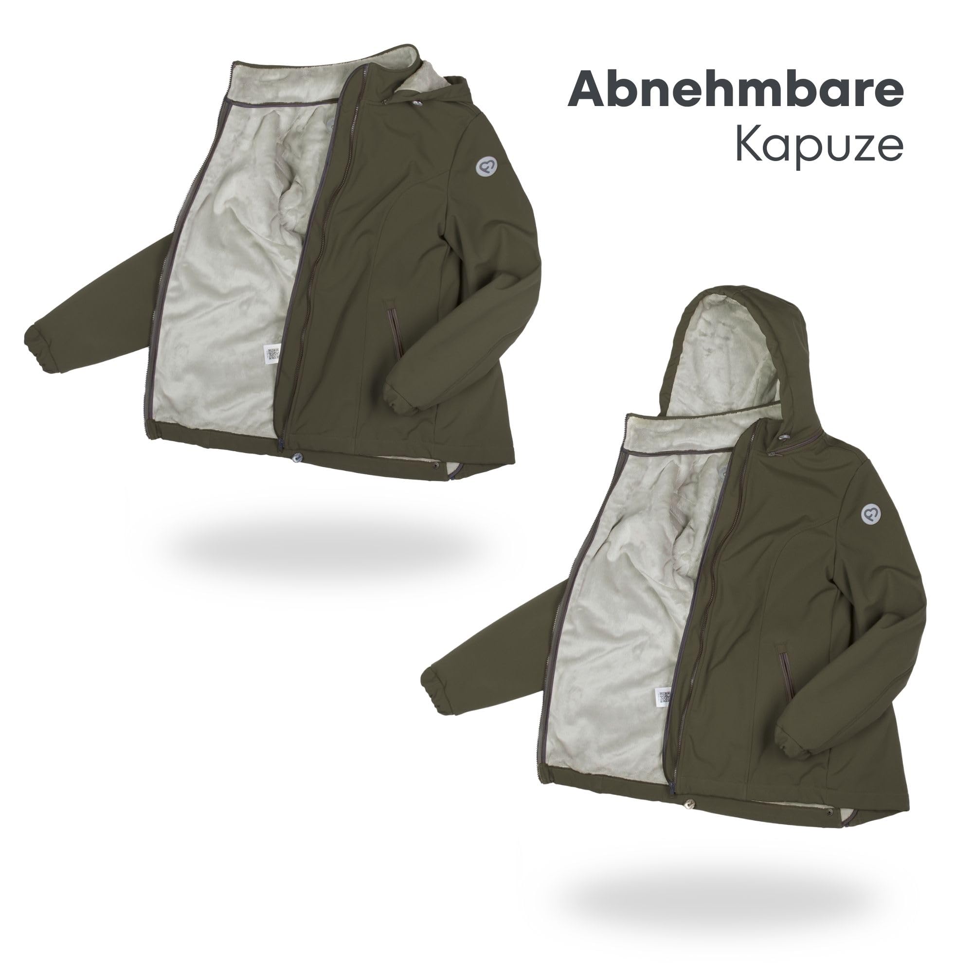fun2bemum Aurora 5in1 Winter Jacke, Umstandsjacke mit Einsatz, Softshell Tragejacke mit Teddyfutter für Babytrage vorne & hinten