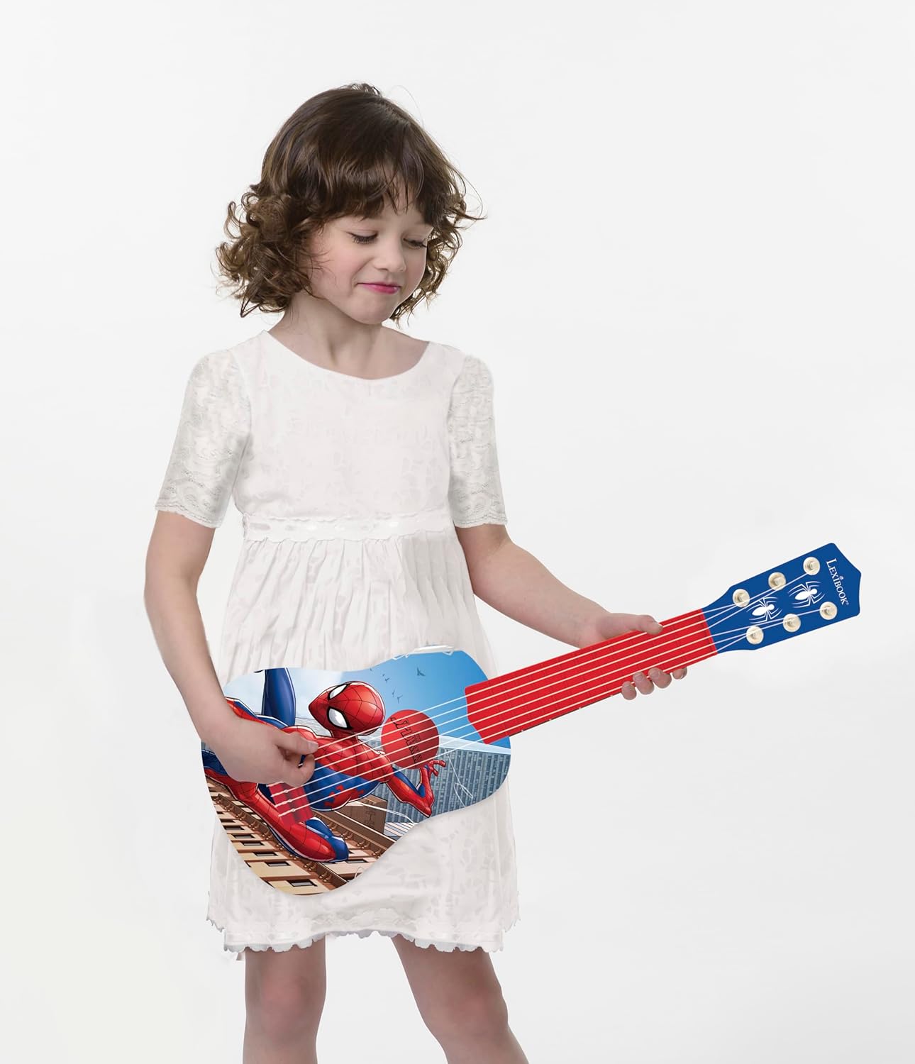 Lexibook, Spider-Man, My First Guitar for Children, 6 Nylon Strings, 21" Long, Guide Included, Blue/red, K200SP