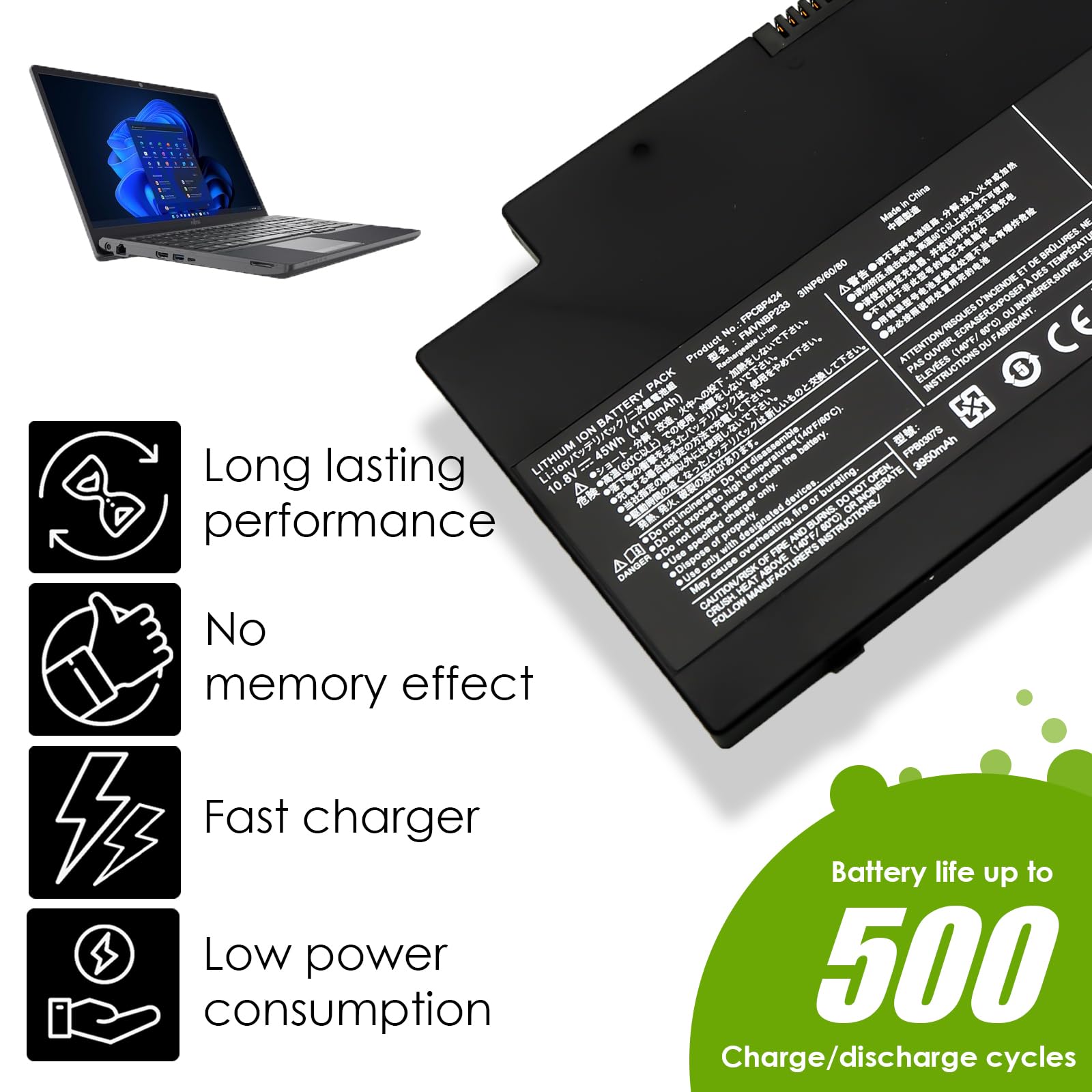 BLESYS FPCBP424 FMVNBP233 Batterie pour Fujitsu LifeBook A3510 A3511 A556 A556/G AH556 AH77/M AH77/S P727 TH700 U536 U727 Series Remplacement de la Batterie FPB0307S FMVWMA2B77 FMVA77MB