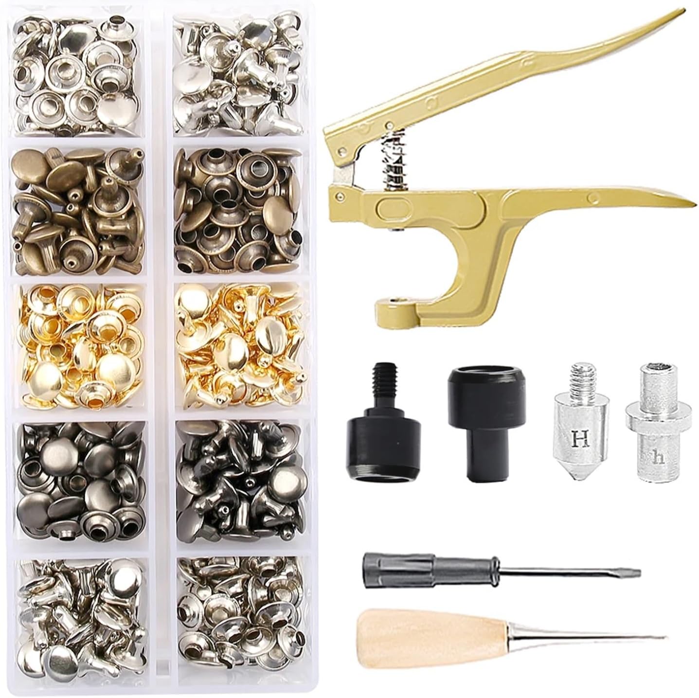 fengpeng 6/8/10mm Copper Double Cap Rivets Stud Round Nail Spike with Tool(DCTZ-JS-8X5)