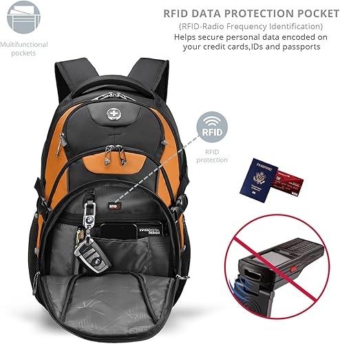 Miniatura 5 de swissdigital Mochila para portátil de viaje de negocios, para hombre y mujer, con puerto de carga USB inteligente, compatible con portátiles de 15.6