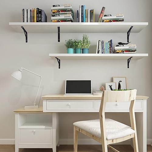 Miniatura 7 de Soportes de estante resistentes, 8 estantes de metal en forma de L para estantes flotantes (3.7 x 6 pulgadas)
