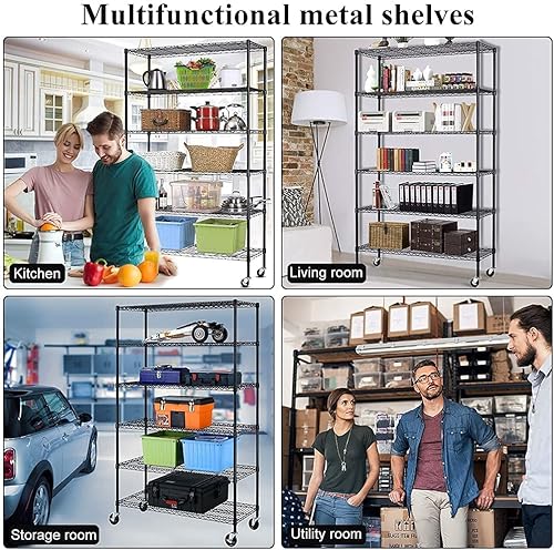 Miniatura 61 de Estantería de metal de 4 niveles de alambre de 36 pulgadas de ancho x 14 pulgadas de profundidad x 54 pulgadas de alto, estantes de almacenamiento