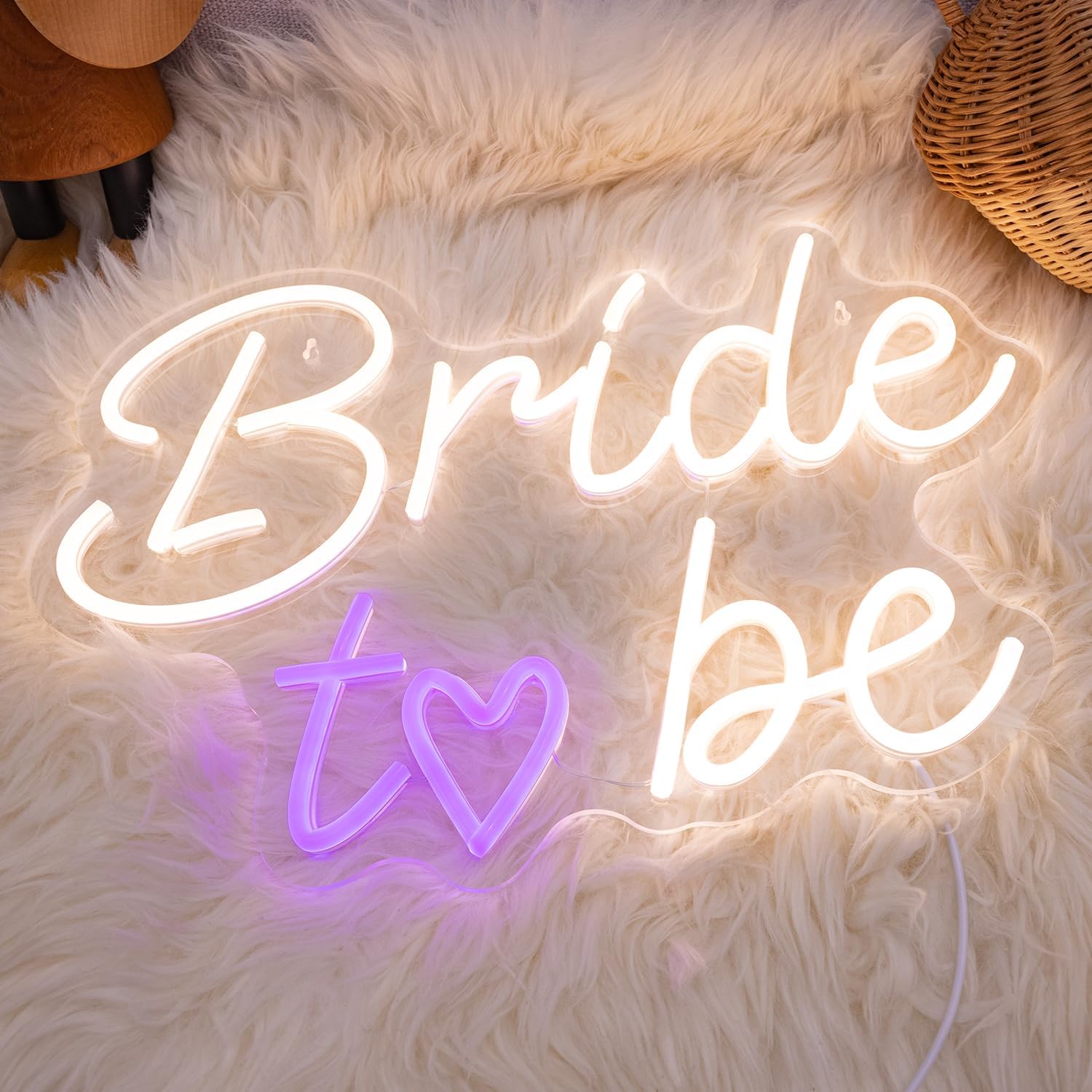 Bride to Be Wedding Sign, USB Powered Neon Signs with Dimmer and Sticky Hook, Hanging LED Light Sign Decorations, Home Decor for Bedroom Party Wall 16.54 * 11.42 inch