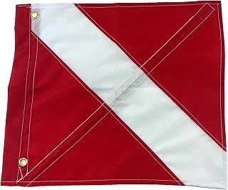 Dive Flag for Scuba Diving Spearfishing Use with Float, Buoy, Pole Diver Down 14 x 16 in Removable Stiffening Pole Support Rod Easy to Use