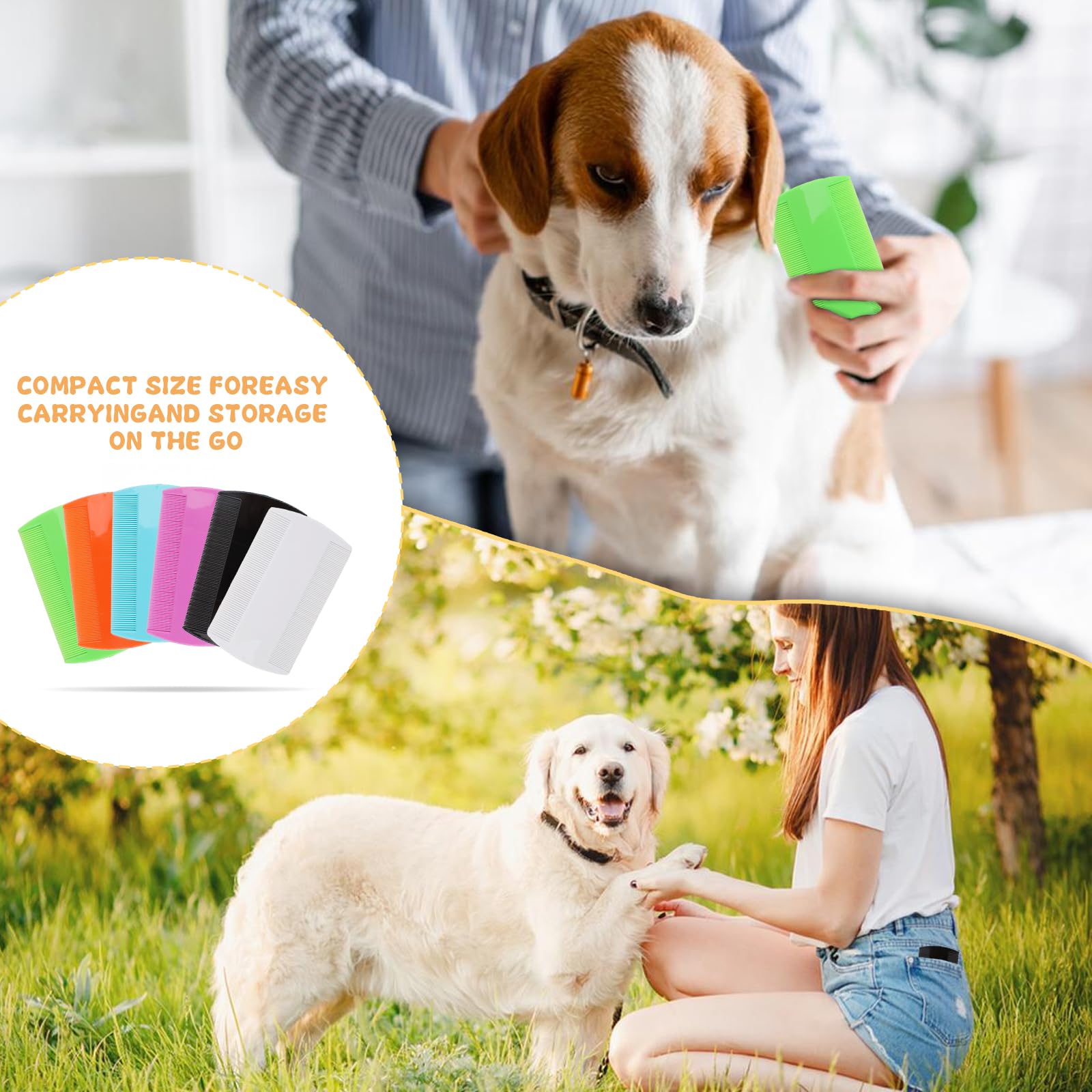 Lot de 90 peignes anti-puces double face pour chats, chiens, poux et tiques pour petits chats, chiens, chatons (6 couleurs)
