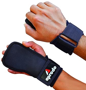 Aprodo Power Weight Lifting Bar Straps with Wrist Support Wraps, Gym Workout, Bodybuilding, Powerlifting, Strength Training for Men & Women - image, photos