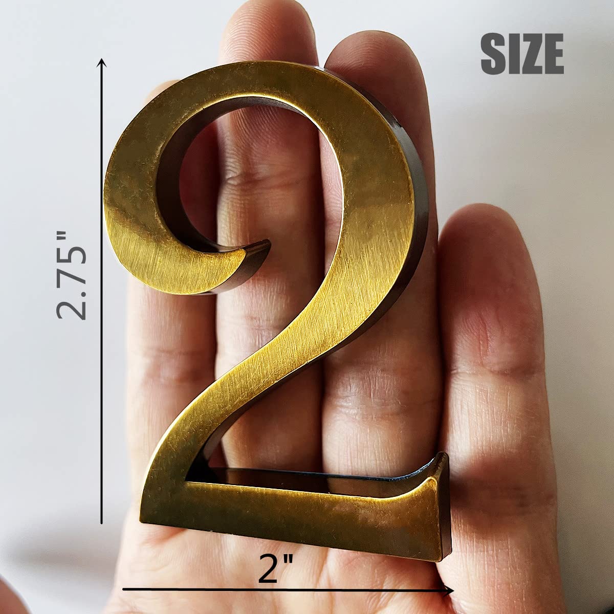 Bronzefarbene Briefkastennummern, Adressschild-Aufkleber für draußen, zum Aufkleben auf Aprtment, Büro, Zuhause, Zimmertüren, antikes Metall, glänzend, wasserdicht und langlebig, Bronze, 7 cm,