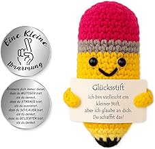 Tixlux Glücksstift Puppe, Kreativer Handgemachter Stift mit Botschaft und Kleine Umarmung Glücksbringer, MutmacherGeschenk, Geschenk zur Prüfung, Einschulung Geschenk, KollegenGeschenk