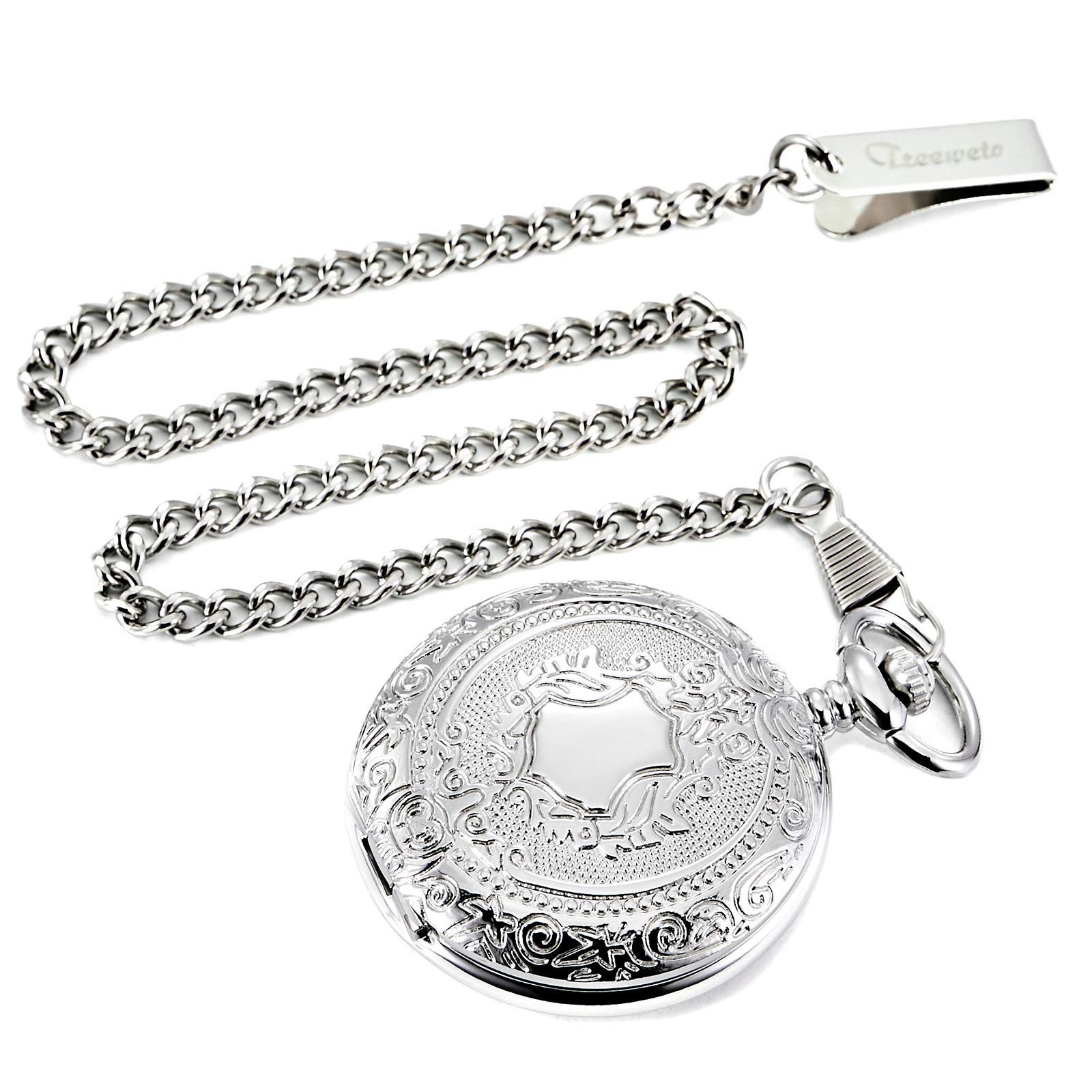 Treeweto orologio da tasca – Full Hunter scheletro quadrante meccanico orologi da tasca per uomo donna