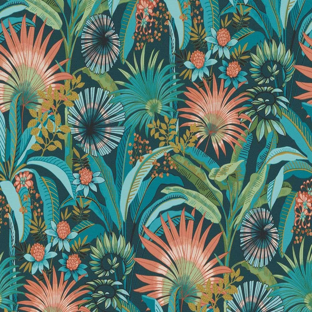 Erismann Wallpaper, Martinique Collection, 10390-19, Non-Woven Wallpaper, Patterns/Designs, 0.53 x 10.05 m, Turquoise, Living Room, Hallway, Office, Kitchen, Living Room
