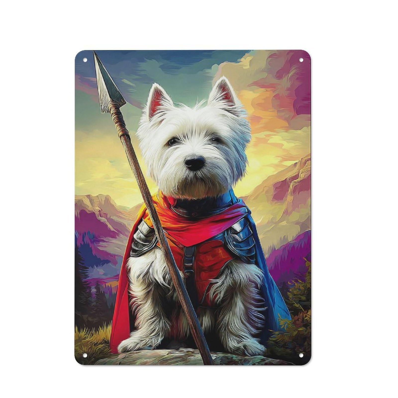 Junmoney Heroic Pup In Armor Epic Adventure 40X30cm Retro Tin Sign With For Living Room Or Hallway, A Decorative Metal Sign For Living Rooms And Hallways