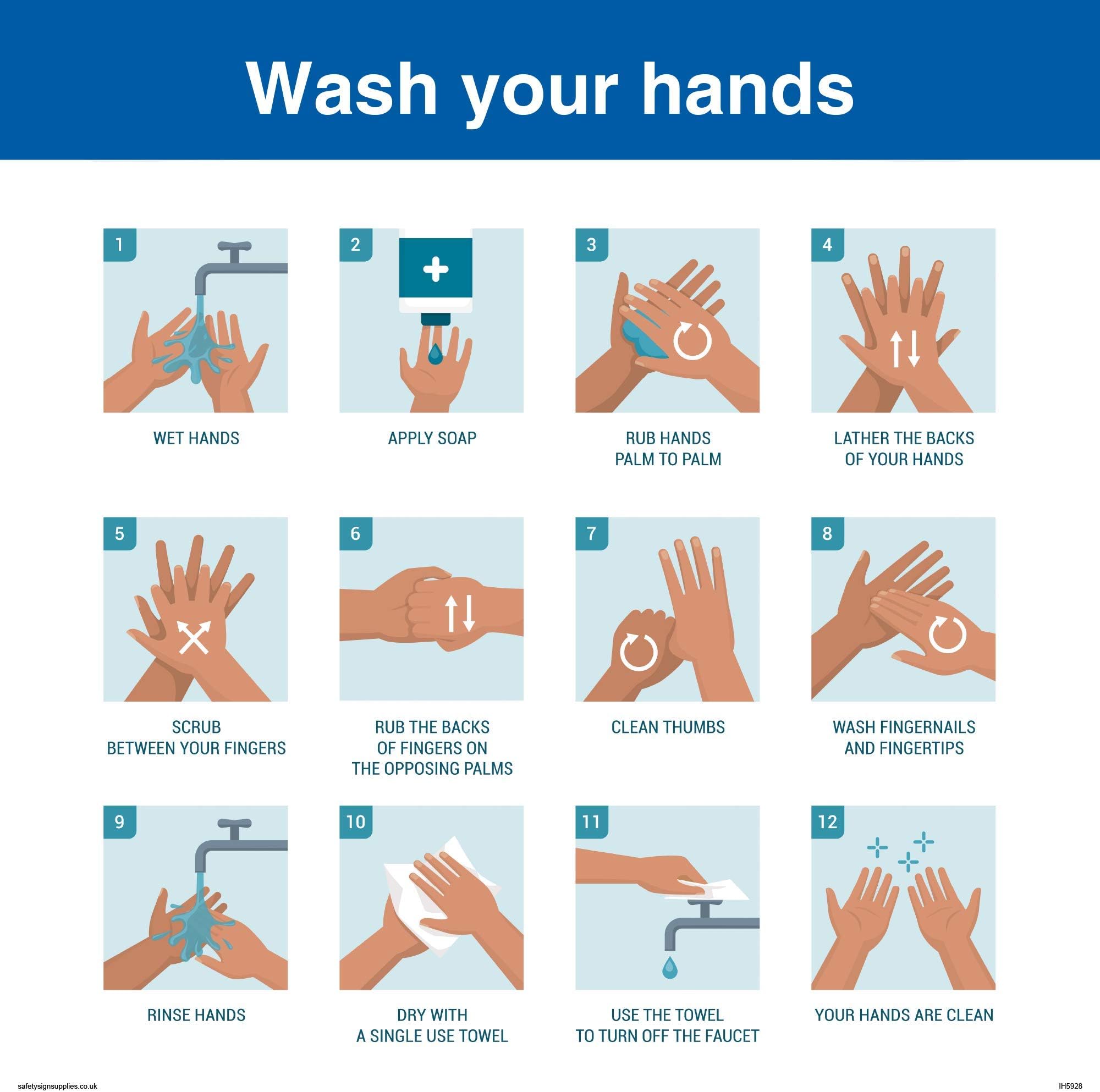 Viking Signs IH5928-S20-V Wash your hands sign - Vinyl/Sticker