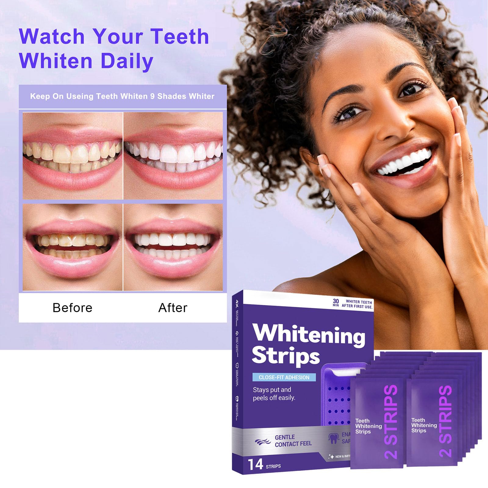 Générique Bande Blanchiment Dentaire Violet, Bandes Blanchissantes Dents Violettes, Teeth Whitening Strips, élimine Taches Café/Thé/Vin Blanchiment en toute sécurité sans dommage 2026 - 4