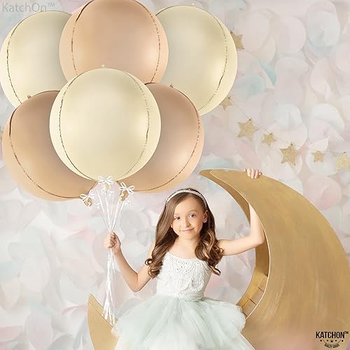 Miniatura 5 de KatchOn, Globos grandes de papel de aluminio dorado de 22 pulgadas, paquete de 6 | Juego de globos dorados y crema para asistentes a fiestas de