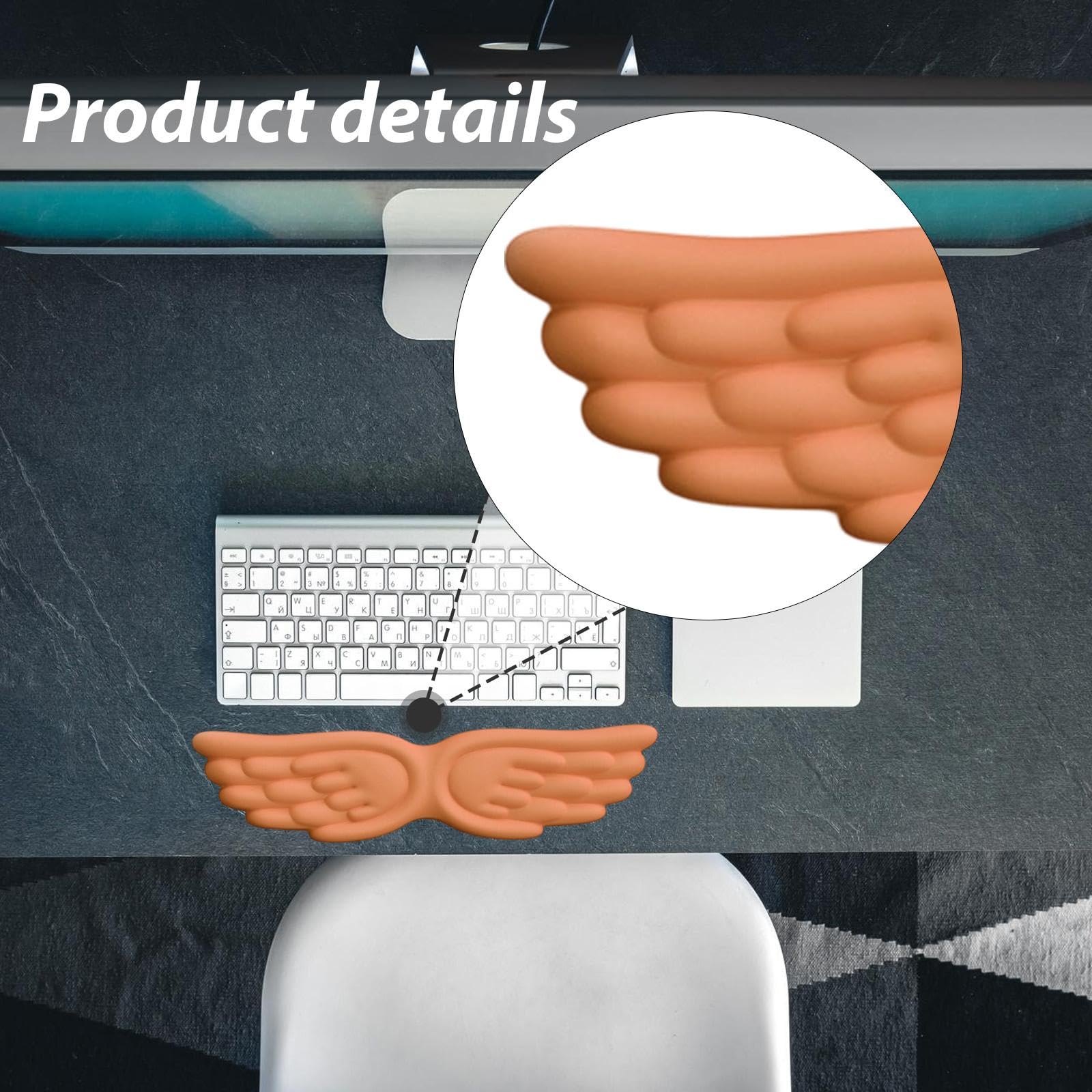 Reposamuñecas para Teclado de Muñeca Almohadilla de Silicona Función Ergonómica Superficie Antideslizante Apto para Oficina Hogar Taller, Naranja