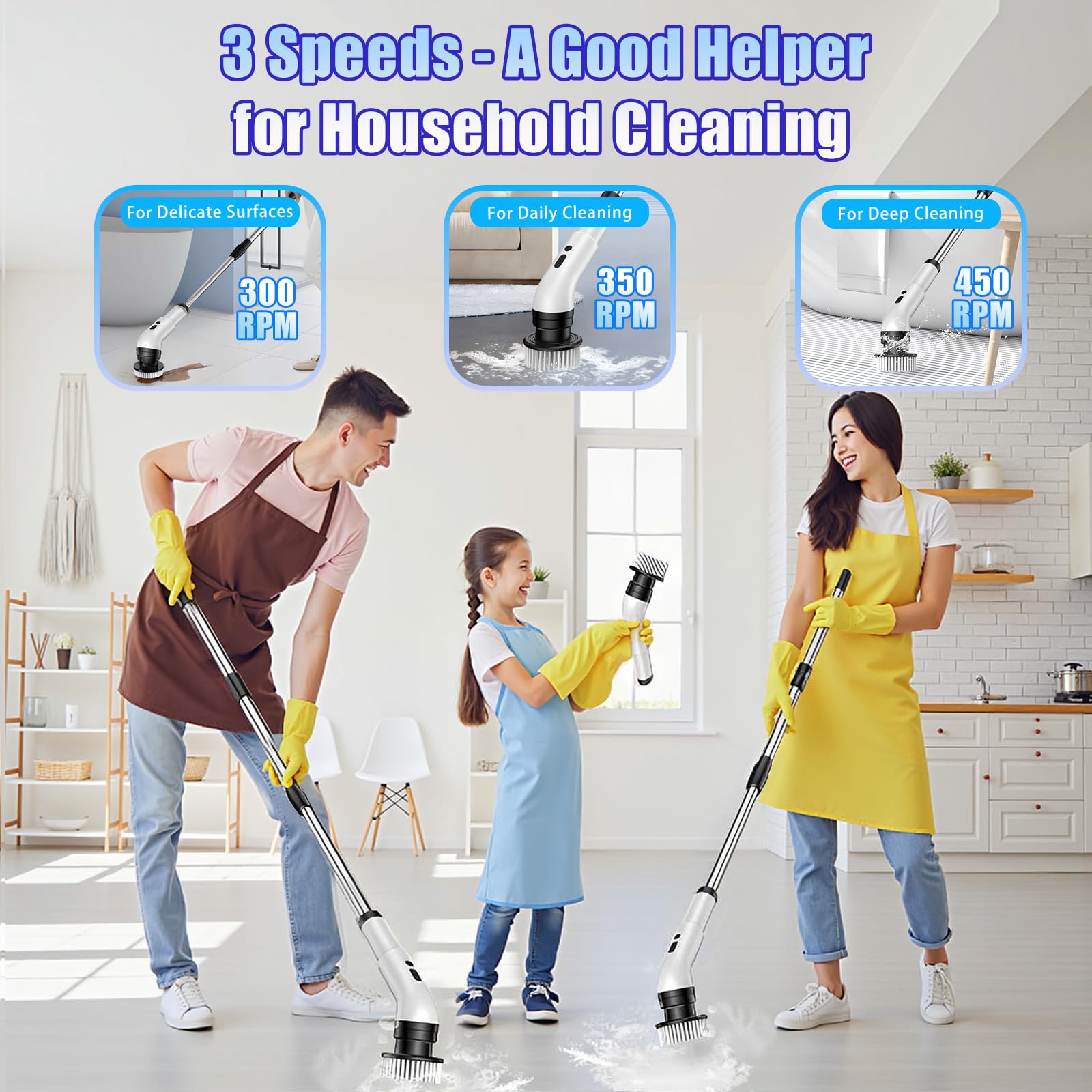 Journeyside Brosse Nettoyage Electrique 9Têtes sans Fil pour Nettoyer Bains | Electrique Nettoyage Rotative Tête de Brosse Remplaçable,Brosse Rotative Salle de Bain pour Pneus et Cuisine Bains