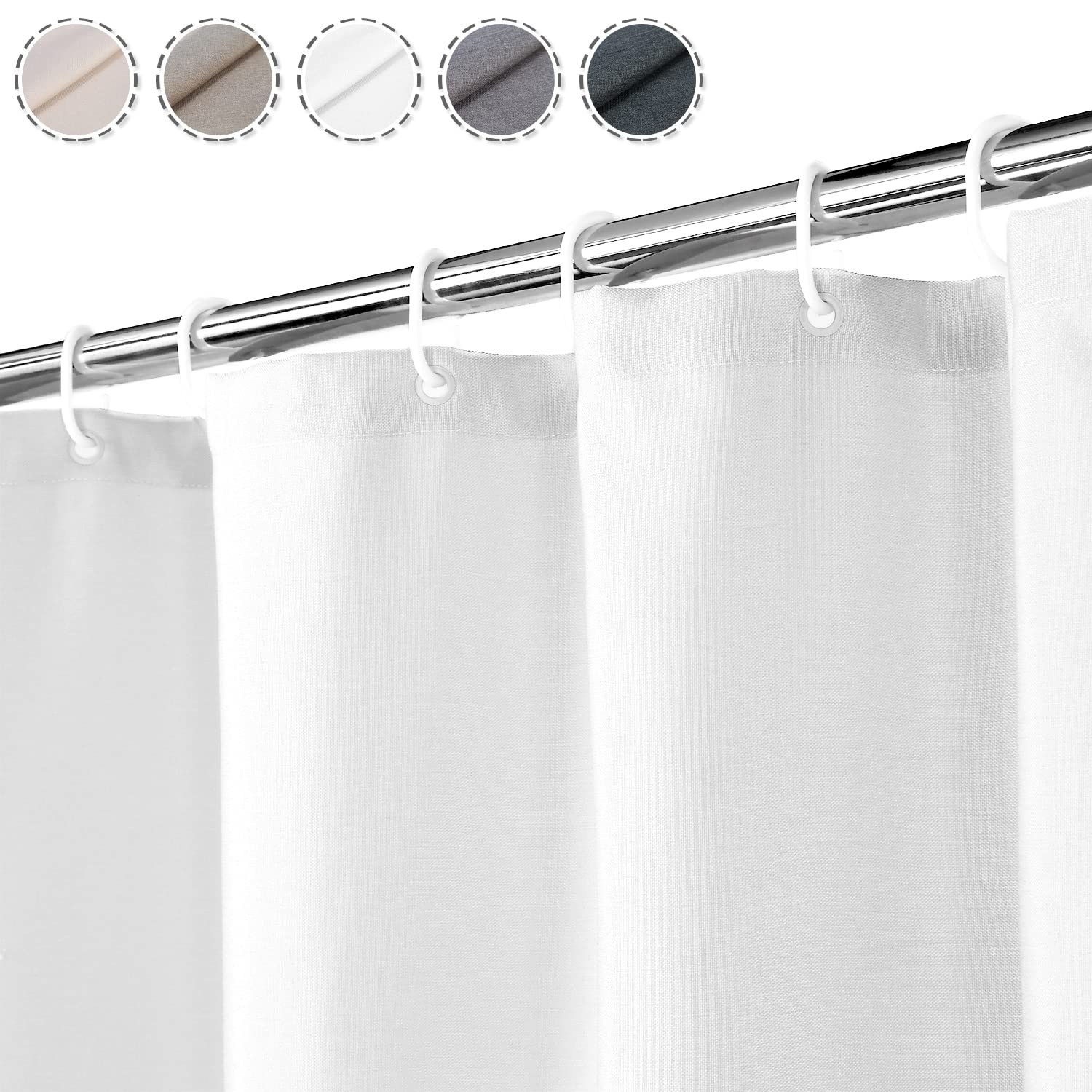 Douchegordijn 190 G/m² Van Zwaar Vlaslinnen - 240 G/m², Hotelstijl, Waterafstotend, 120x200 Cm, Met Haken (niet Inbegrepen) Waterafstotend Douchegordijn