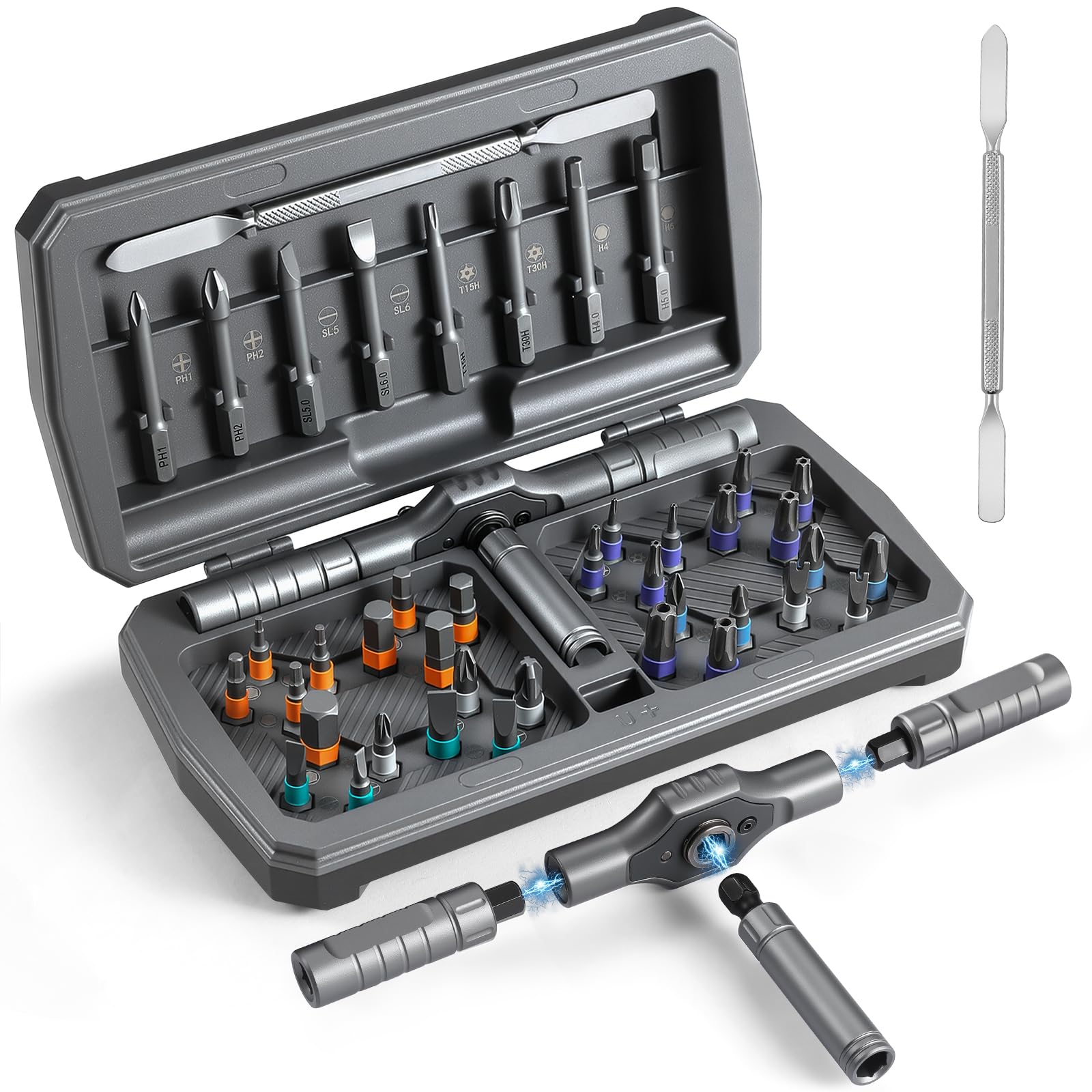Yebebao 42 +1 in 1 Magnetic Ratchet Screwdriver Set, Multi Bit Ratcheting Torx Screwdriver Sets, Birthday Gifts for Men Who Have Everything, Gifts for Him Dad