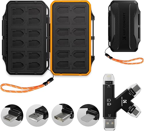 Miniatura 10 de K&F CONCEPT Estuche de 29 ranuras para tarjetas de memoria, estuche de transporte para tarjetas SD, CF, CFexpress, Micro SD, Nano SIM y Micro SIM