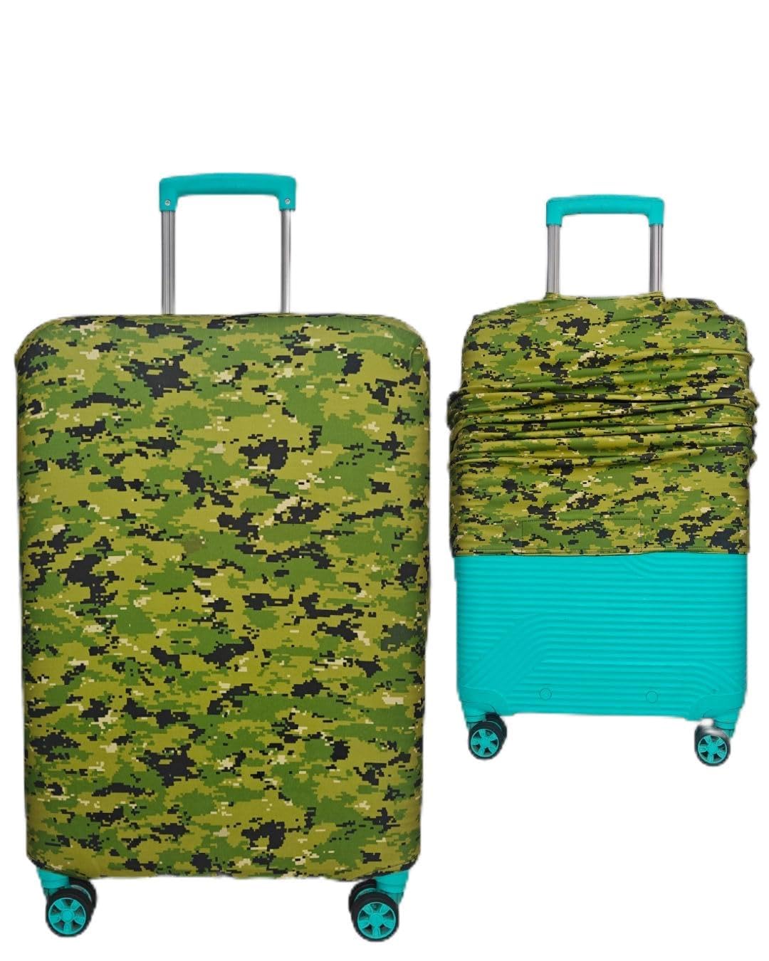 army printed luggage cover for traveling bag & suitcase - stretchable & scratchproof trolley protector with velcro lock & lightweight washable material(suitcase not included, only cover in product)