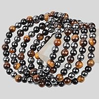 Vista 32 de MASSIVE BEADS Pulsera elástica de yoga hecha a mano con piedra natural, cristal curativo, energía, regalos para adultos unisex de 0.157 in, 0.236