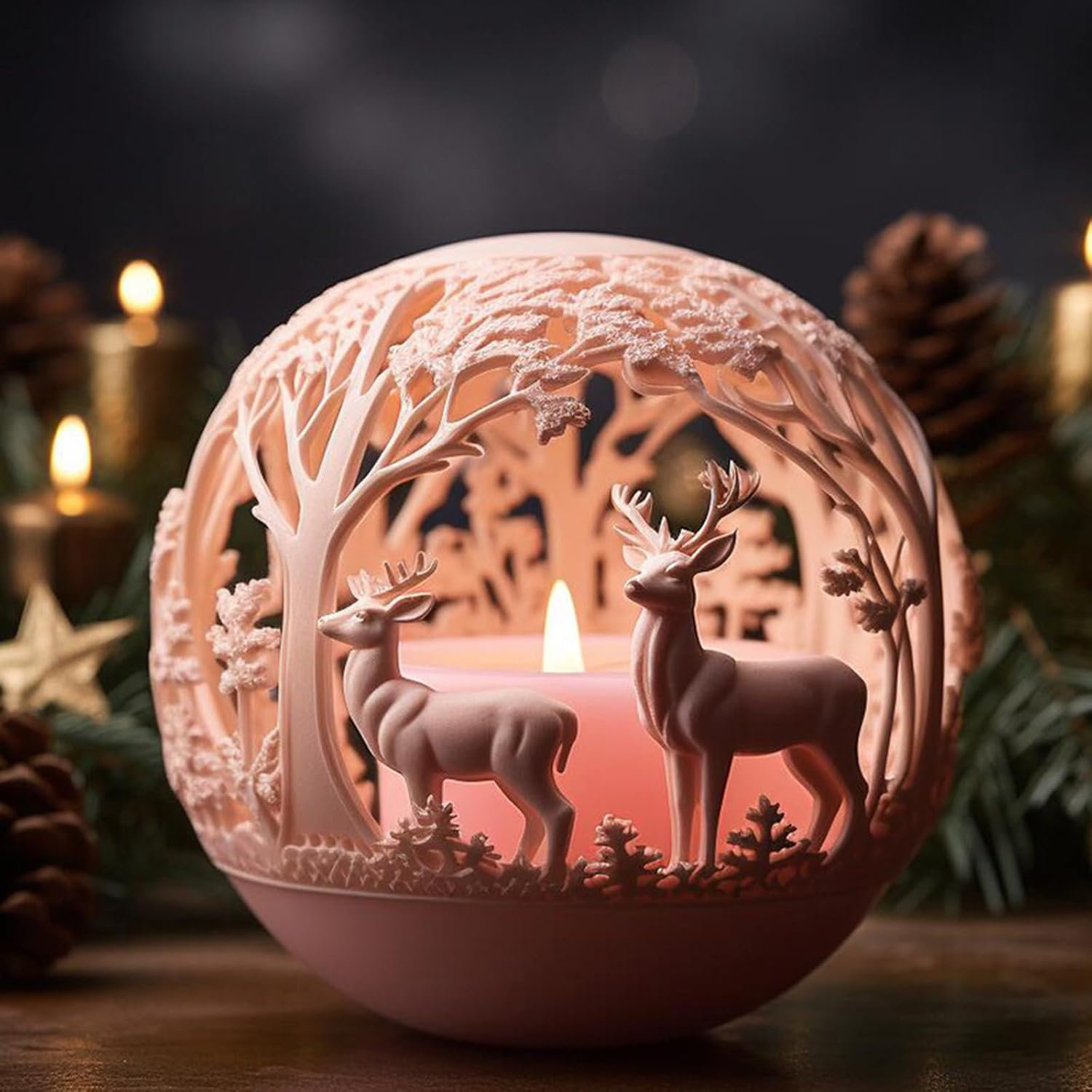 Christmas Ball Silicone Candle Mould, 4Pcs Christmas Ball Silicone Molds for Candle Soap Christmas Decoration, Plaster Ornaments, Chocolates, Epoxy Resin