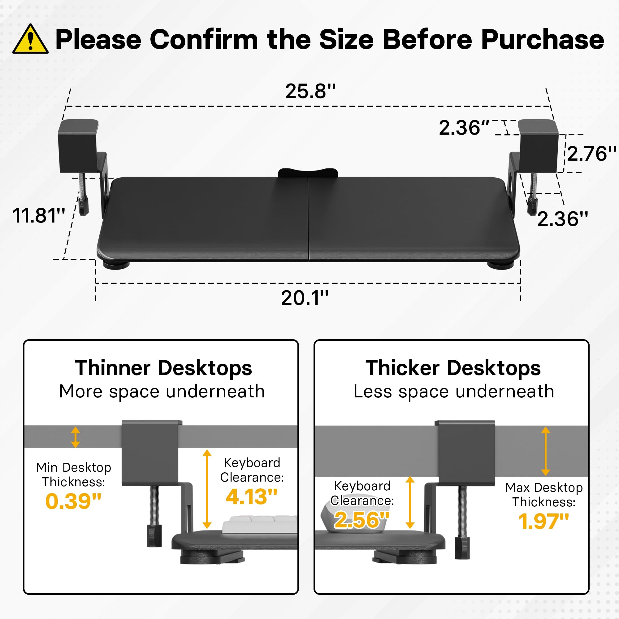 Amazon.com : BONTEC KMT01-PJ Under Desk Keyboard Tray, Pull
