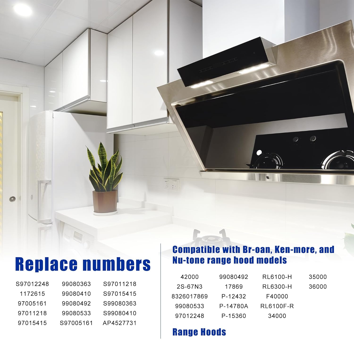 S97012248 97012248 99080492 Range Hood Fan Motor Fit for Br-oan Nu-Tone LL6300 RL6100 Range Hood - Replace 99080363 BP17 99080533 1172615 byTOMOON