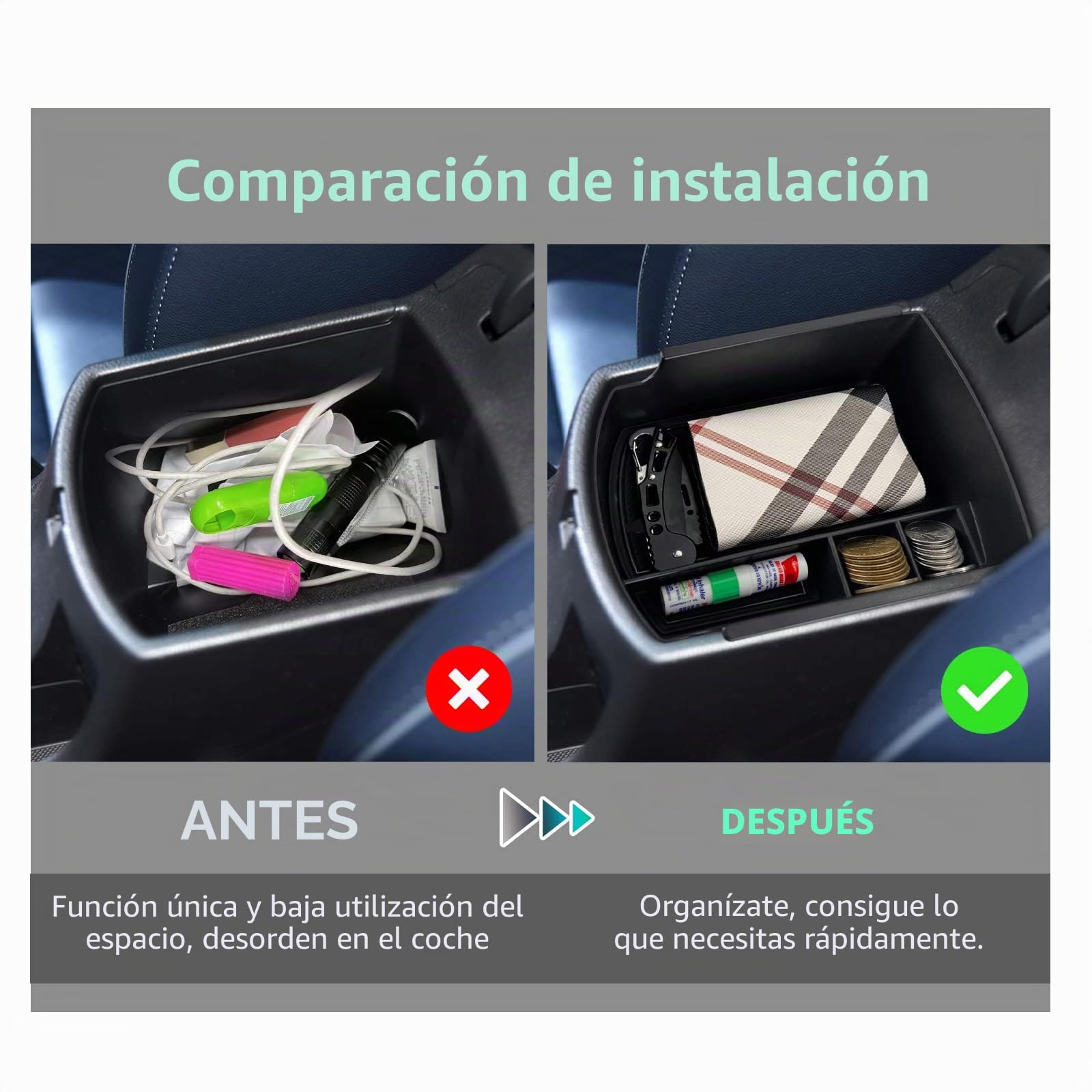 GAFAT 2017-2024 2025 Hyunda-i i30/i30 N/N Line/Fastback Caja de Almacenamiento para Consola Central, Reposabrazos Organizador Bandeja Guantera, Compatible con Hyundai i30 [No para Freno Electrónico]