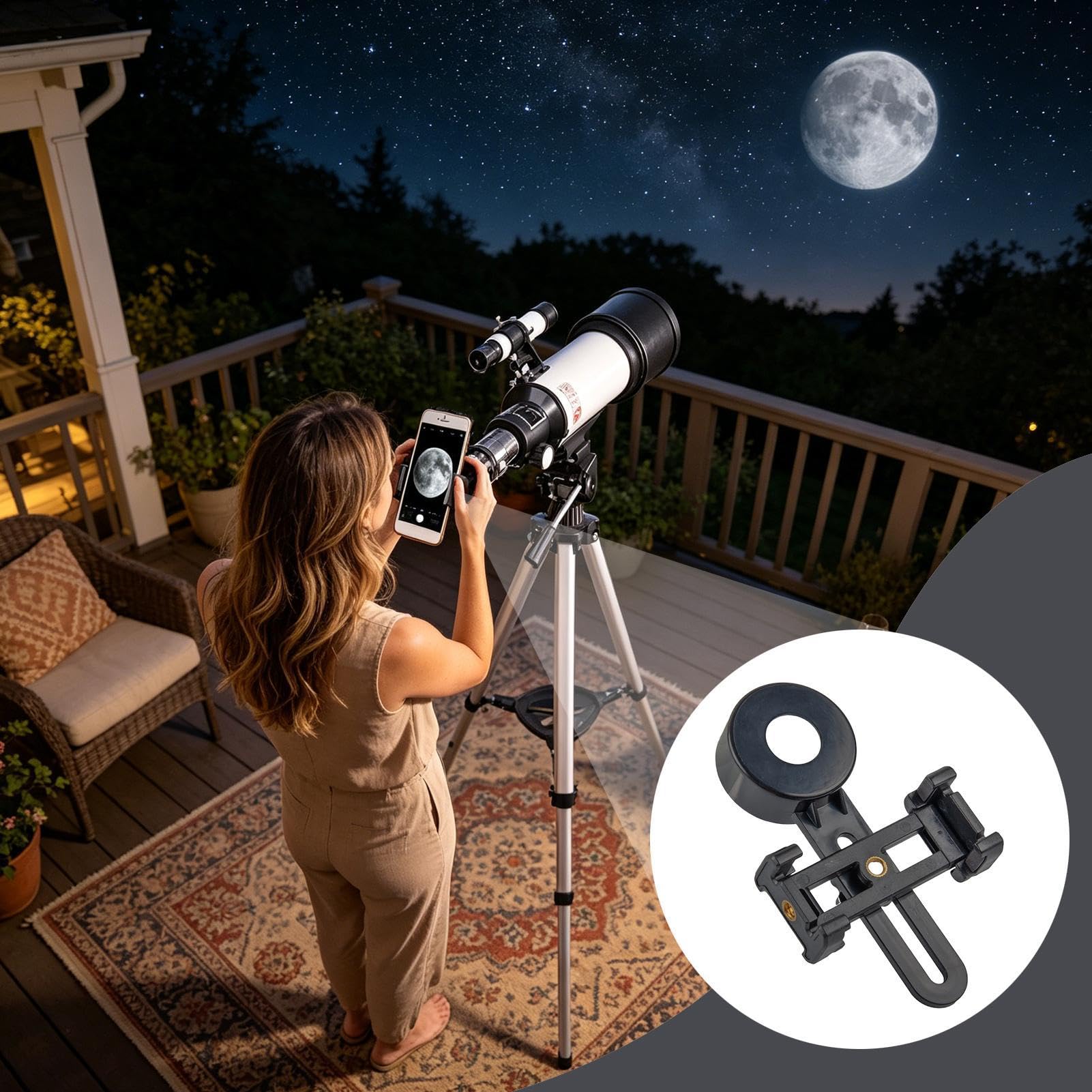 Adattatore universale smartphone fotografia, supporto cellulare compatibile binocolo e monoculare Parole chiave: supporto telefono binocolo, adattatore ottica fotografica