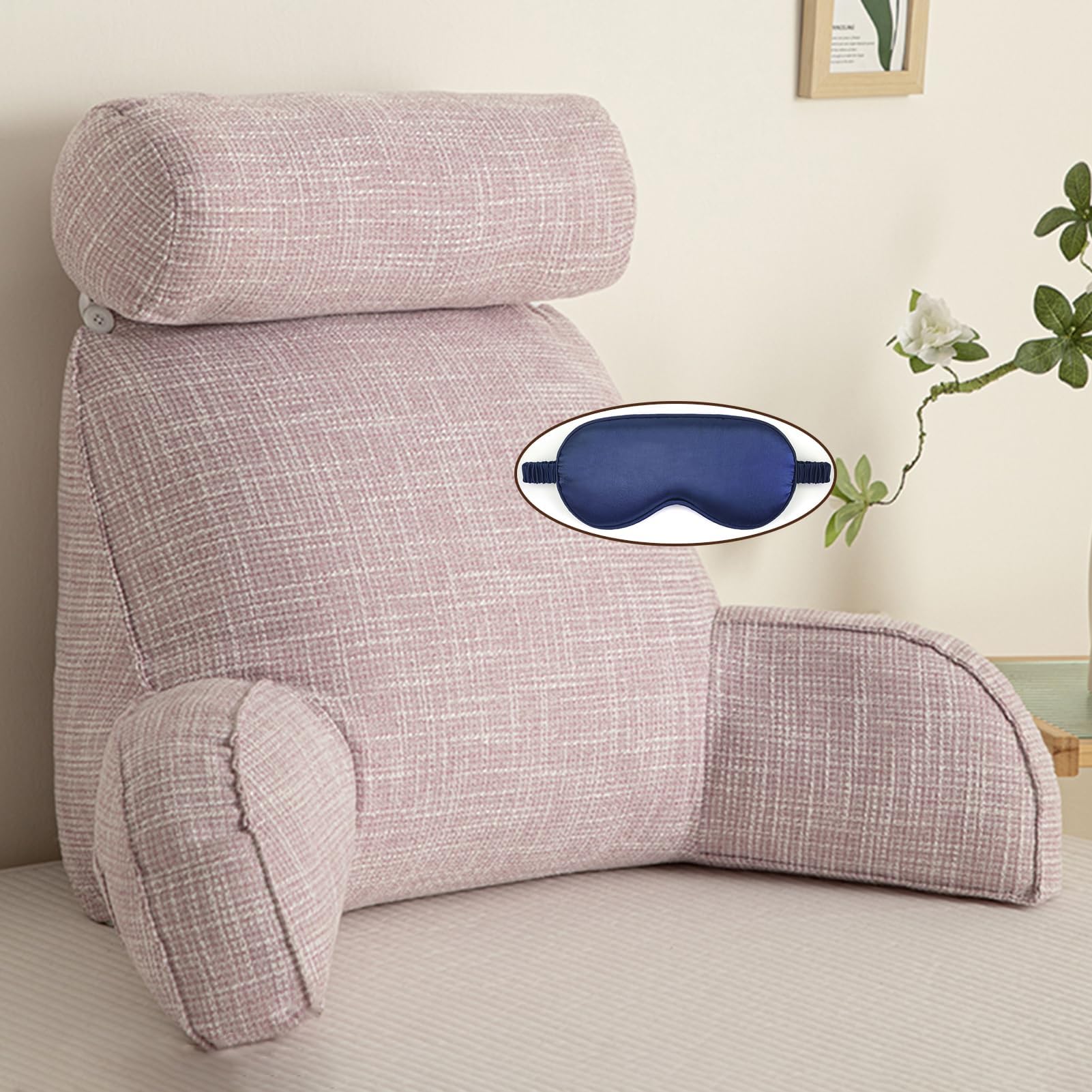 Reading Pillow for Bed & Sofa Back Support Cushion Comfortable Lumbar Support with Armrests Ideal for Watching TV or Relaxing on Couch