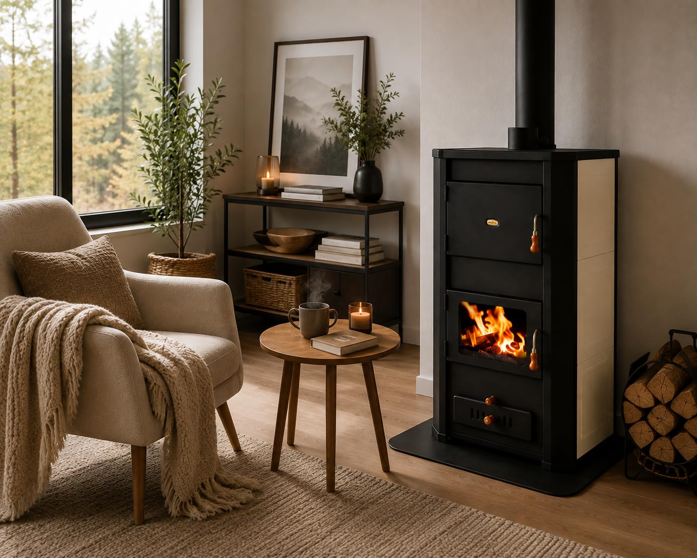 Prity WD W29 - Stufa a legna, scaldabagno, 29 + 8 kW