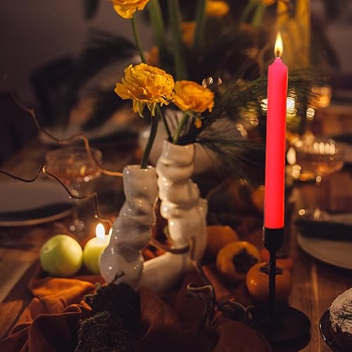 Miniatura 4 de Juego de 4 velas cónicas color rosa de 12 pulgadas, candelabros altos, sin goteo y sin humo, velas de cena en casa, fiesta, boda, Halloween, velas