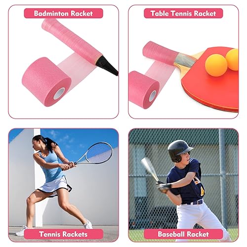 Miniatura 5 de 2 unidades de cinta atlética preenvoltura de espuma cinta deportiva para muñecas, rodillas, tobillos, cabello, 2.75 x 30 yardas (azul, rosa)