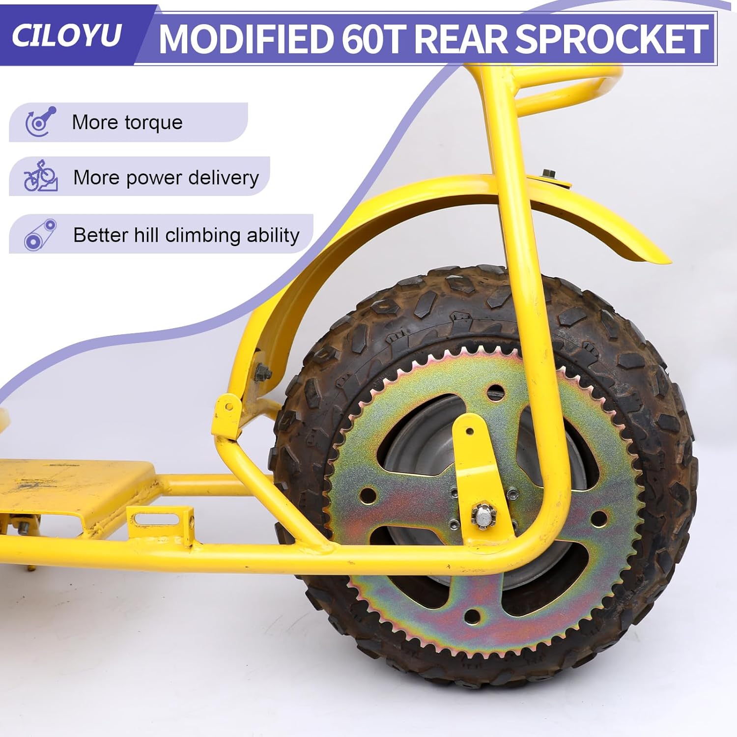 High Torque 60T Sprocket #40 41 420 Chain 37mm Bore Compatible with Coleman CT100U CC100X Baja Doodle Bug DB30 Motovox MBX10 Mini Bike RB100 Monster Mega Moto MMB80 MMB105 Predator 212cc Parts