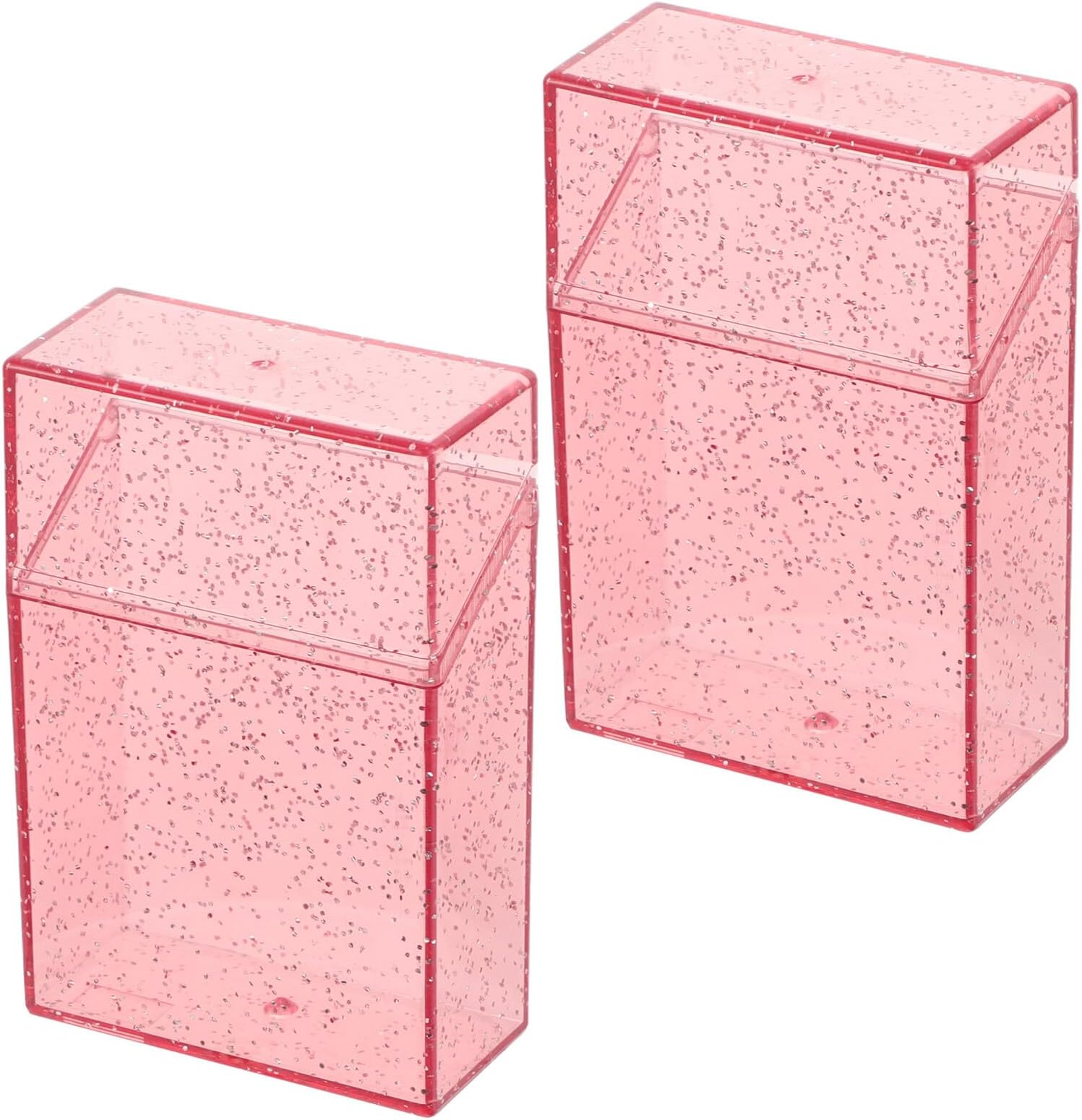 2Pcs Plastic Cigarette Case 20 Capacity Portable Cigarettes Storage Container Pink Box for Travel and Office Use