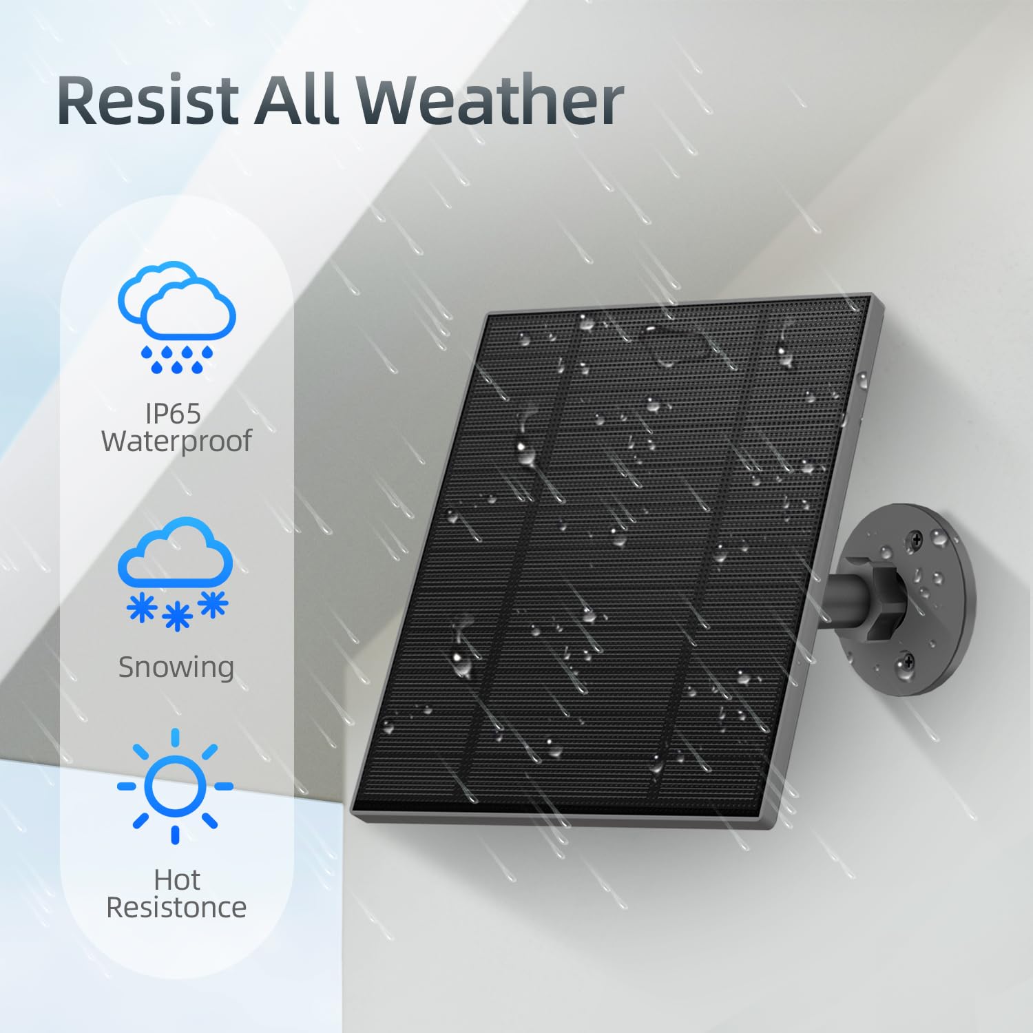 Pannello solare da 5 W per telecamera di sicurezza, pannello solare con porta Micro USB e USB-C per fotocamera con batteria ricaricabile da esterni DC 5 V, impermeabile IP65, supporto di sicurezza