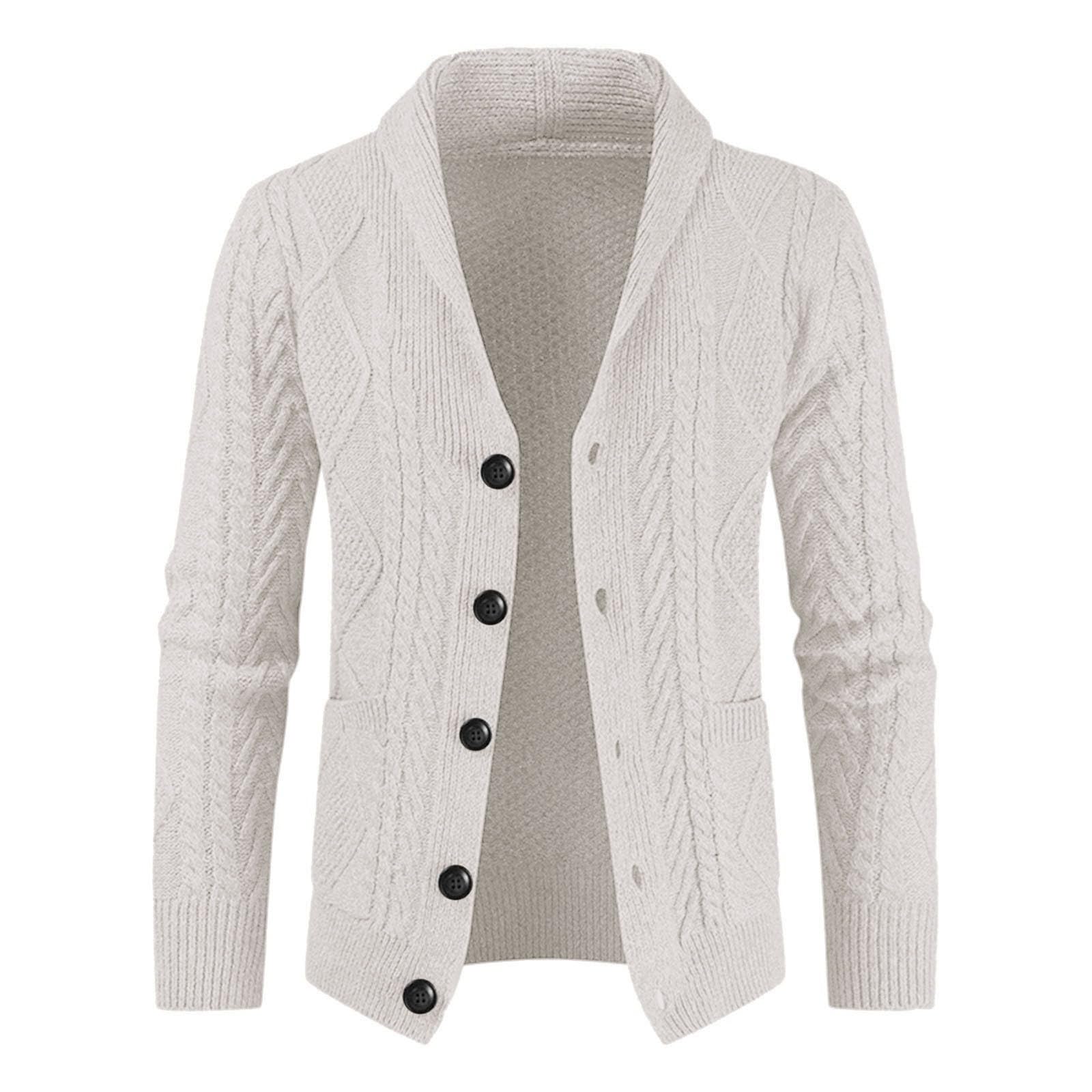 Cardigan Hombre Lana, Chaqueta De Punto Hombre Manga Larga con Un Solo Botonadura con Bolsillo Abrigo Color Sólido Informal con Botones Suéter Grande para El Ocio Y El Autocultivo