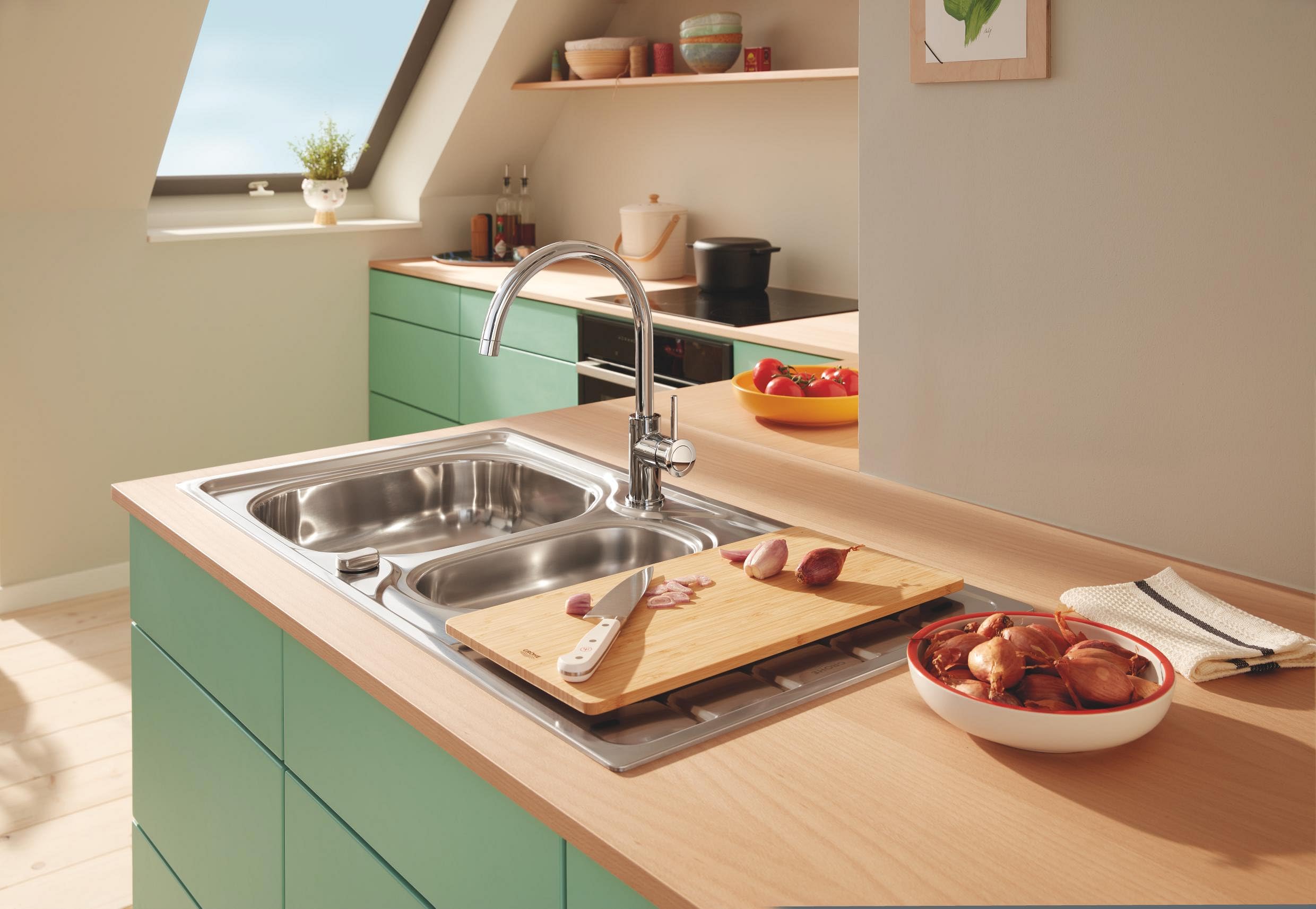 GROHE Drewniana deska do krojenia (bambus, 450 x 240 x 19 mm), bambus, rozmiar L, 40750HV0
