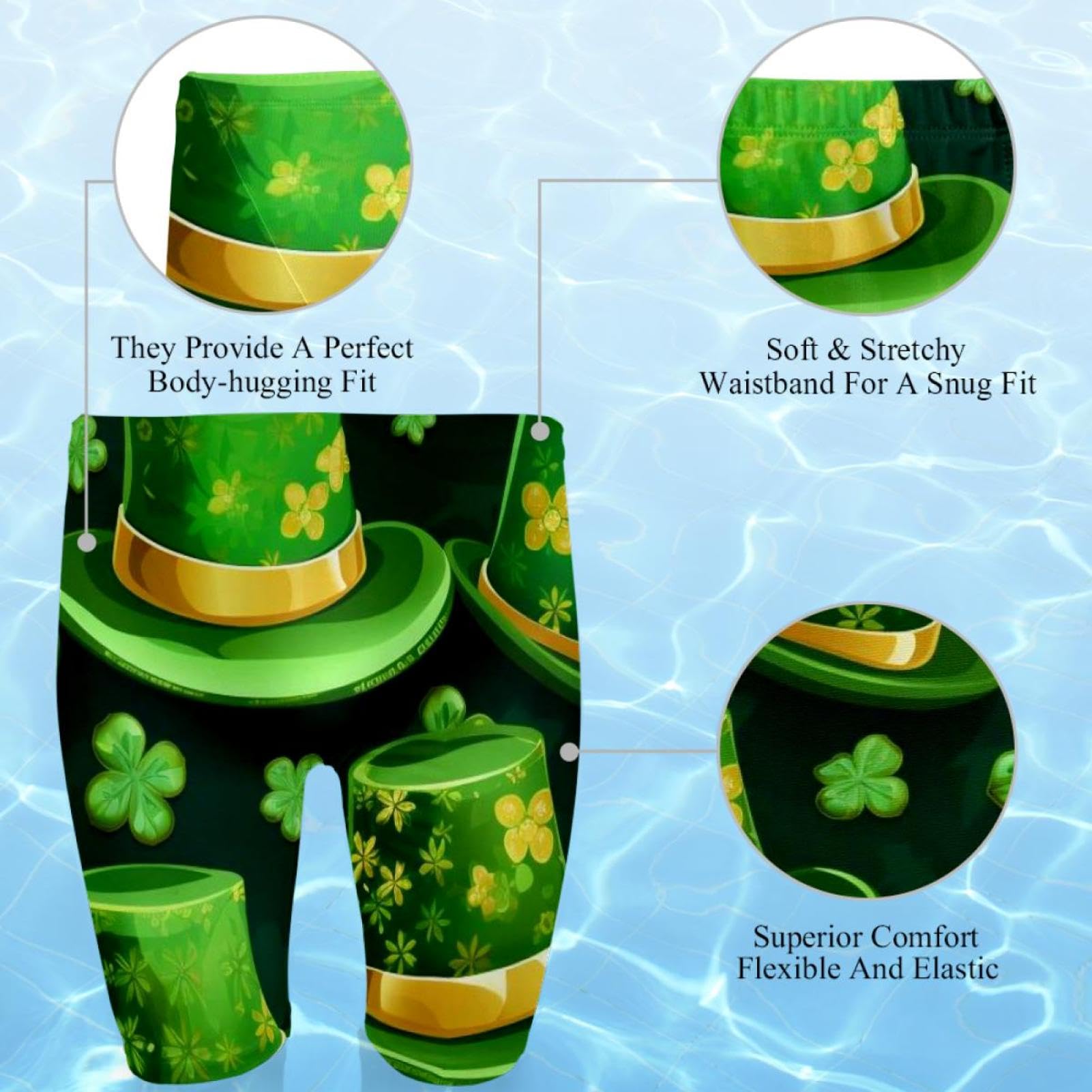 St Patrick's Day Swimsuit for Men & Boys,Competition Lap Swim Suit, Square Leg Endurance Training Multicoloured