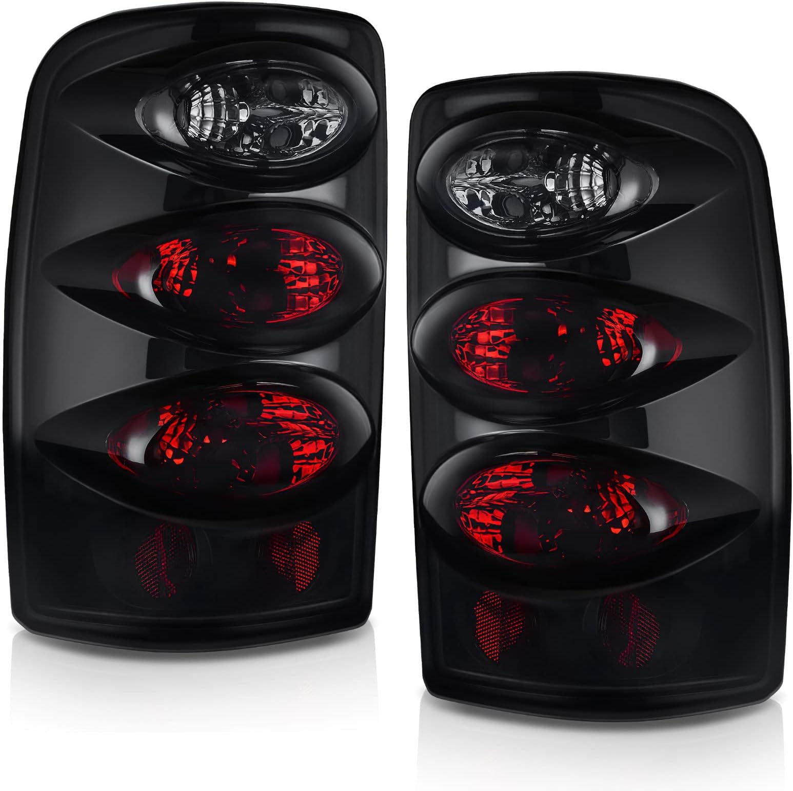 DWVO Taillights Tail Lamps Compatible with 2000 2001 2002 2003 2004 2005 2006 Chevy Suburban Tahoe GMC Yukon SLT (XL) Black Smoke (Do Not Fit Barn Door Models - ONLY FITS LIFT GATE MODELS)