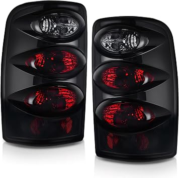 DWVO Taillights Tail Lamps Compatible with 2000 2001 2002 2003 2004 2005 2006 Chevy Suburban Tahoe GMC Yukon SLT (XL) Black Smoke (Do Not Fit Barn Door Models - ONLY FITS LIFT GATE MODELS)