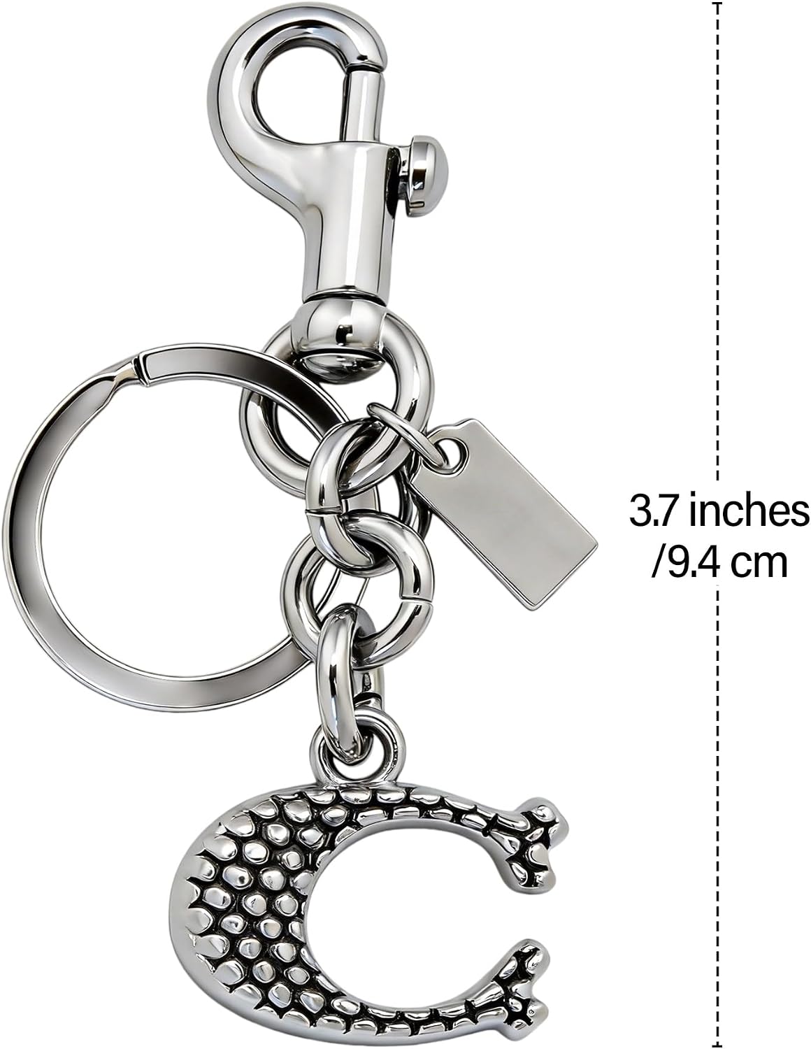 C Initial Bag Charm for Handbags, Purse Charm with Keychain for Tote, Wallet, Keys and Jeans