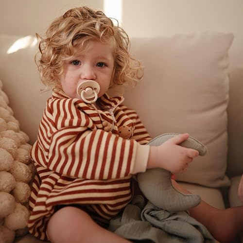 Miniatura 204 de FRIGG - Chupete de goma natural para bebés Daisy, hecho en Dinamarca, sin BPA (aurora/blanco brillante, 0-6 Meses), paquete de 2 unidades