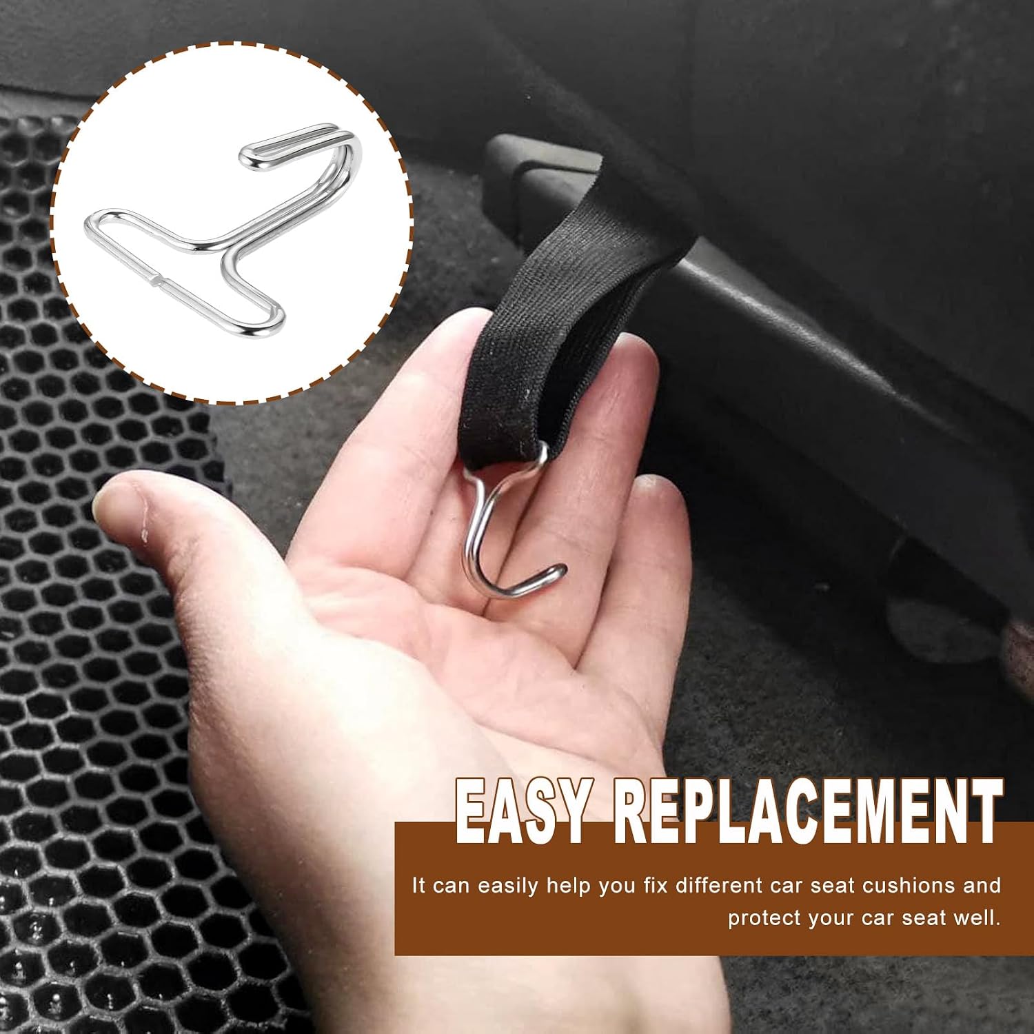 10 PCS Car Seat Cover Hooks, Metal Auto Seat Cushion Fixing Hanger Fastener Hook, Universal Headrest Cover Locking Clip Replacement for Cars Trucks SUVs, Car Accessories image 4