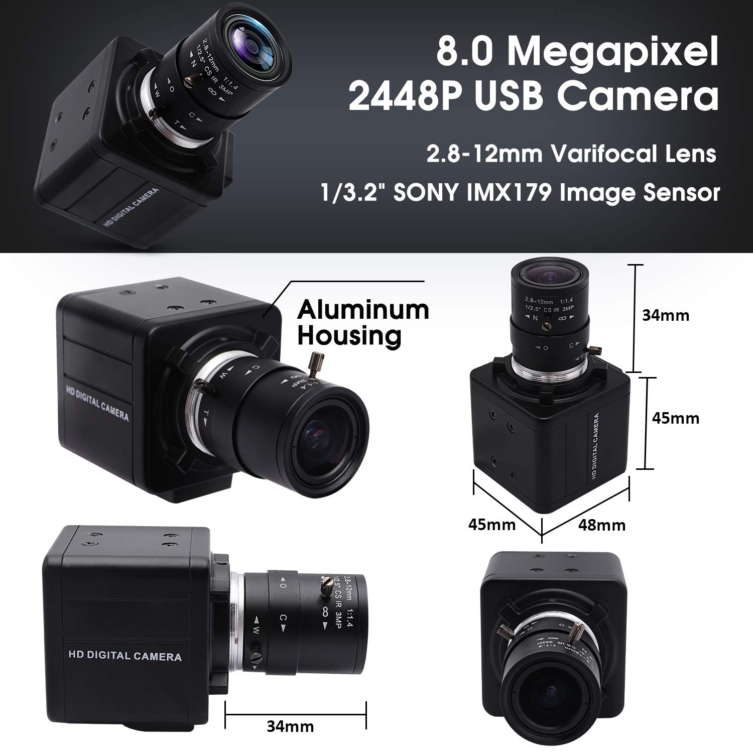 Amazon.co.jp: SVPRO ズーム付きUSBカメラ、2.8-12mm バリフォーカル